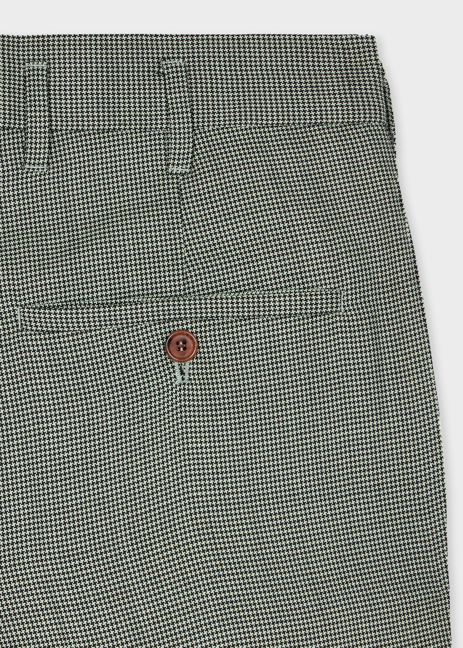 Green Overdyed Micro-Houndstooth Wide-Leg Wool Trousers - 2