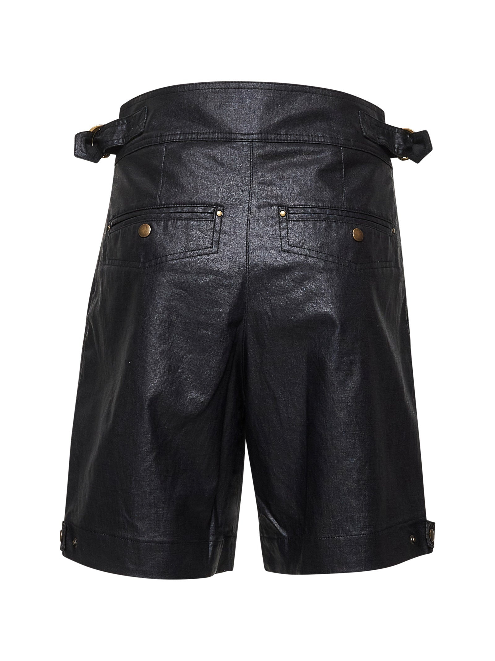 Black waxed linen blend Felize shorts - 2