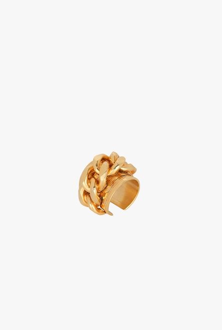 Gold-tone brass chain ring - 4