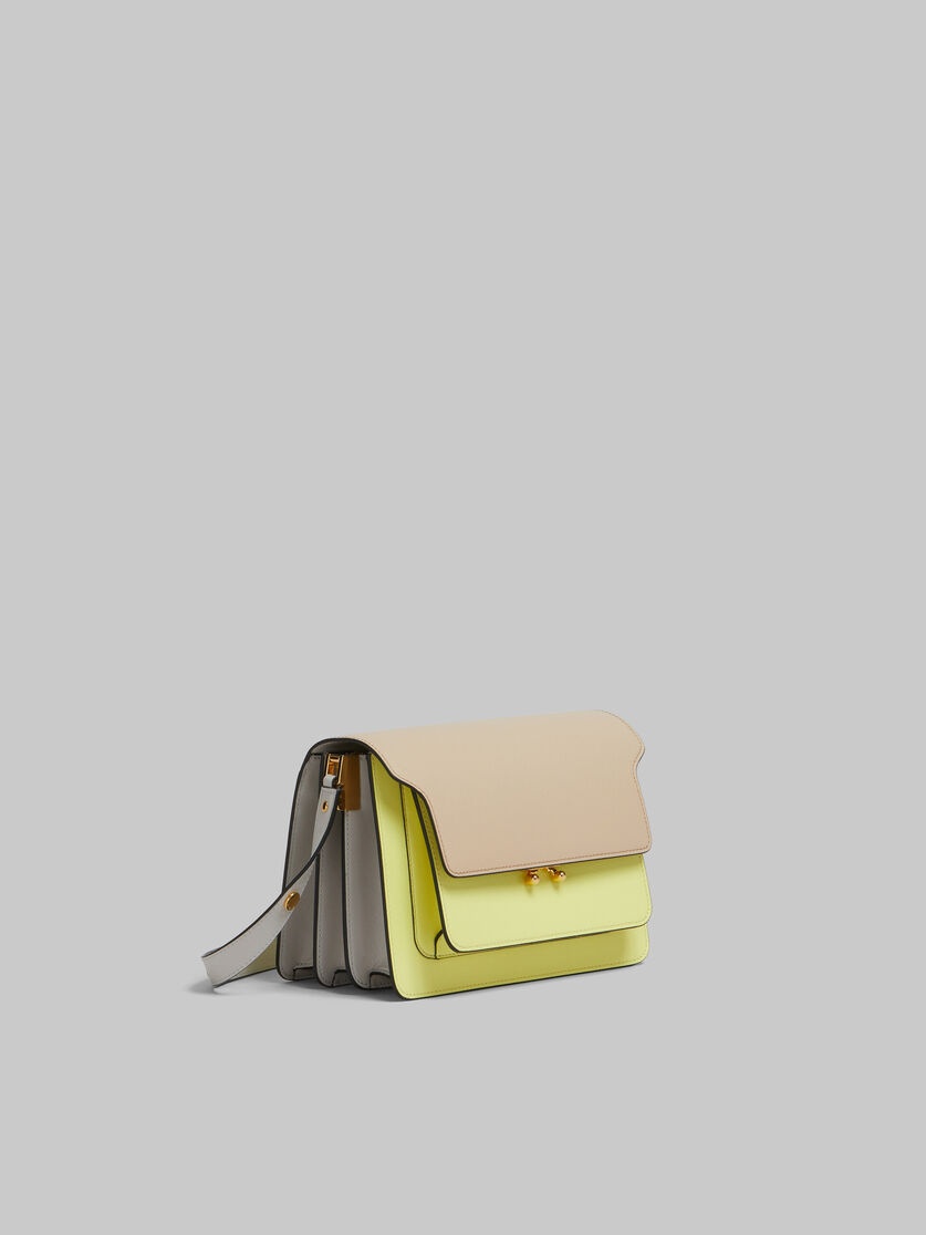 TAN YELLOW AND GREY SAFFIANO LEATHER MEDIUM TRUNK BAG - 5