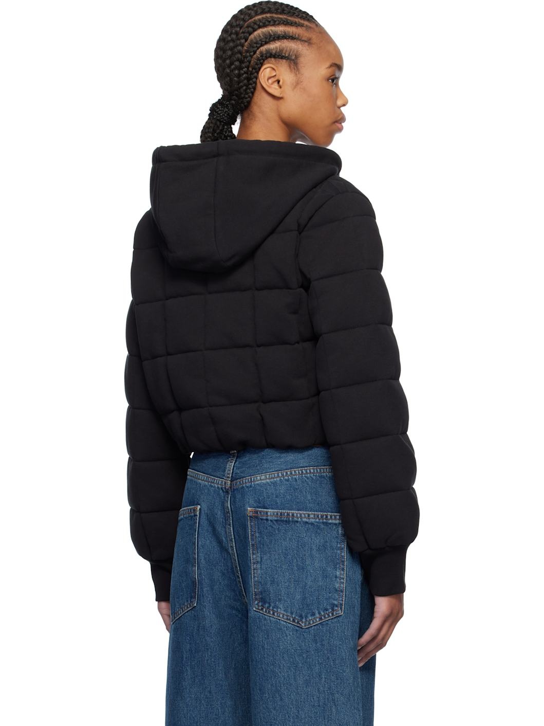 Moncler x Palm Angels Black Zip Up Down Hoodie - 3