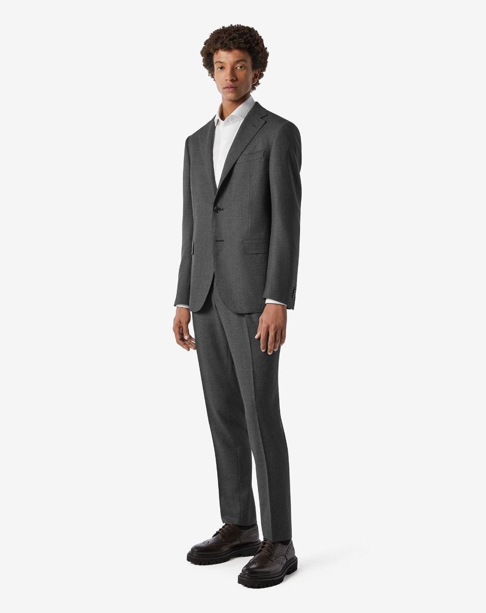Grey S130's wool suit with micro-pattern - 2