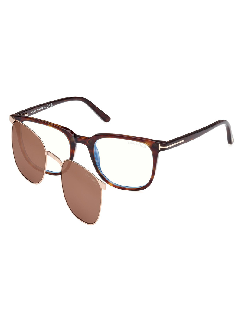 Women's 50MM Square Clip-On Glasses - Classic Havana Blue 1