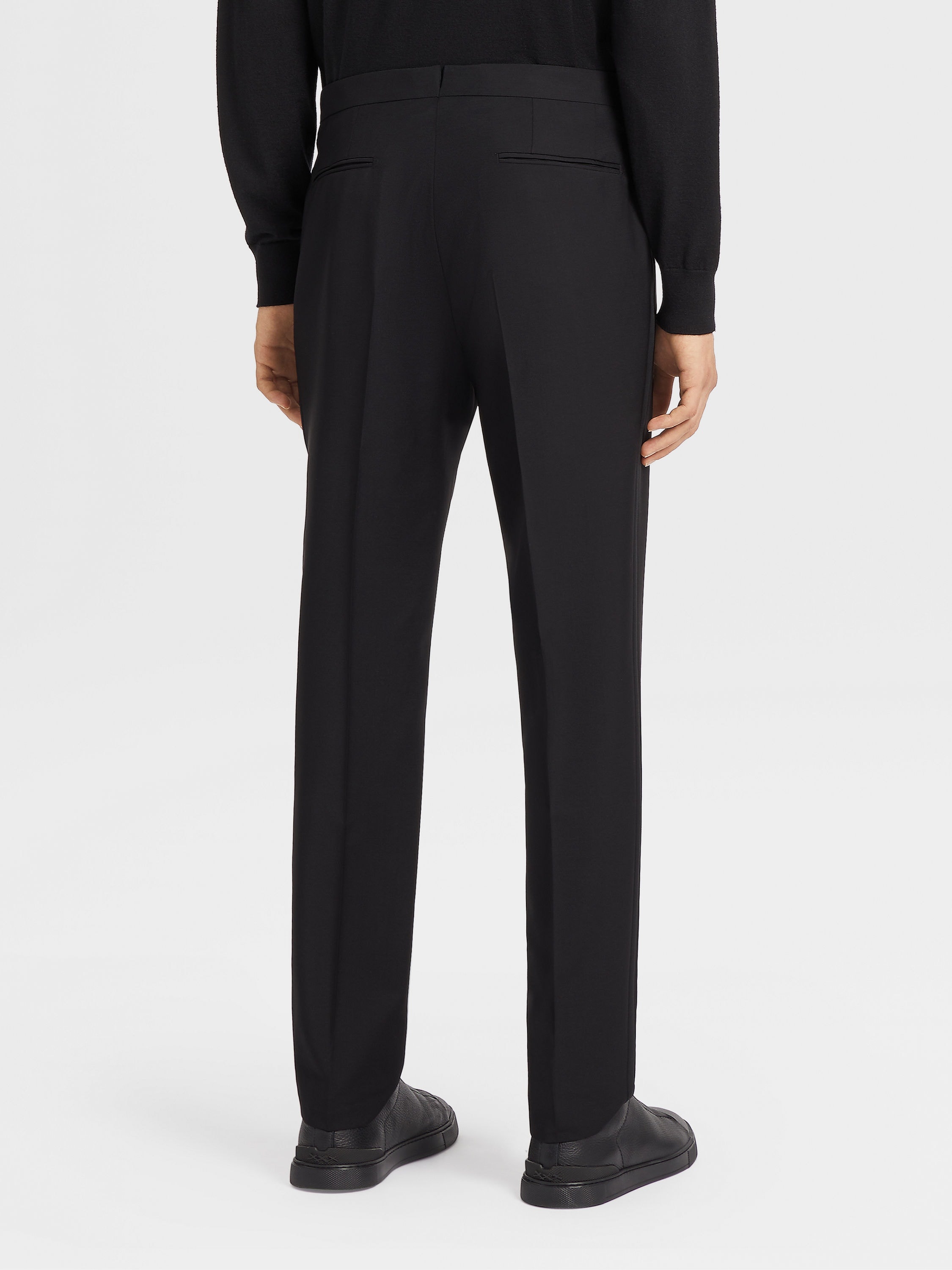 BLACK WOOL AND MOHAIR TAILORING PANTS - 3