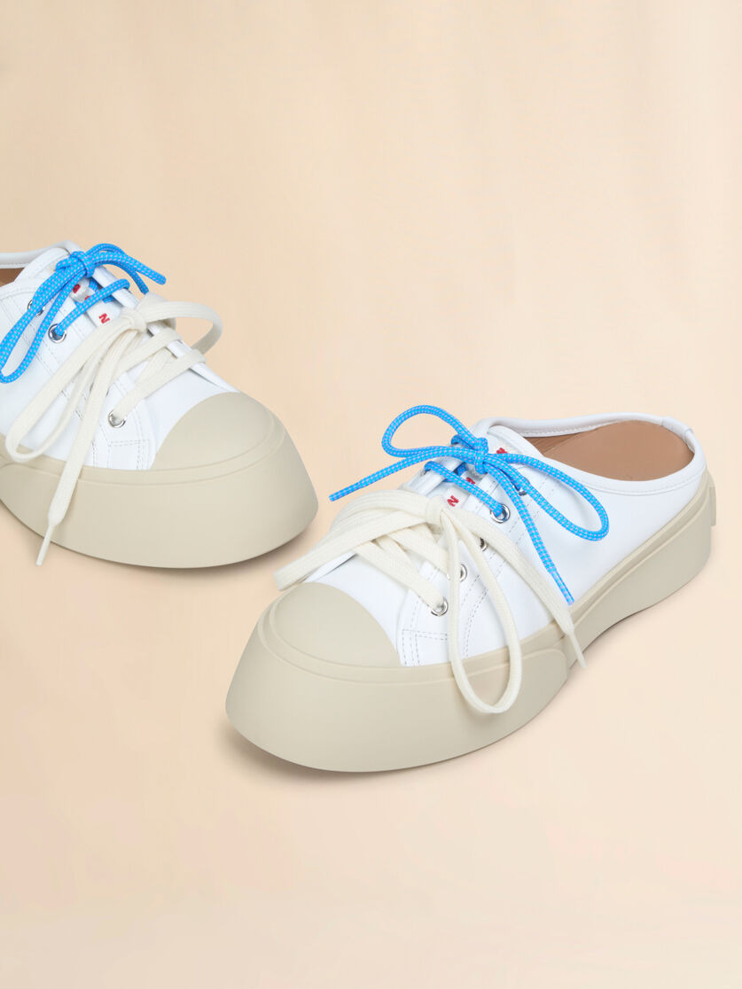 WHITE LEATHER PABLO LACE-UP SABOT - 4