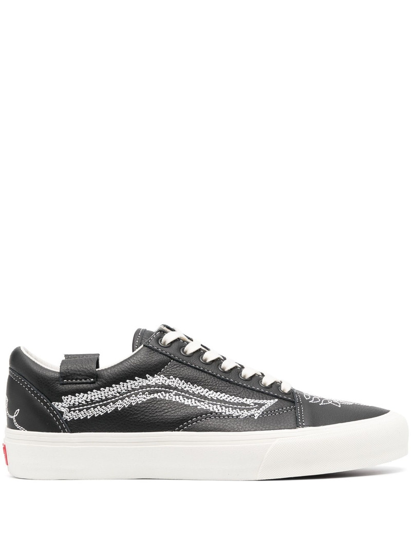 embroidered-detail low-top sneakers - 1