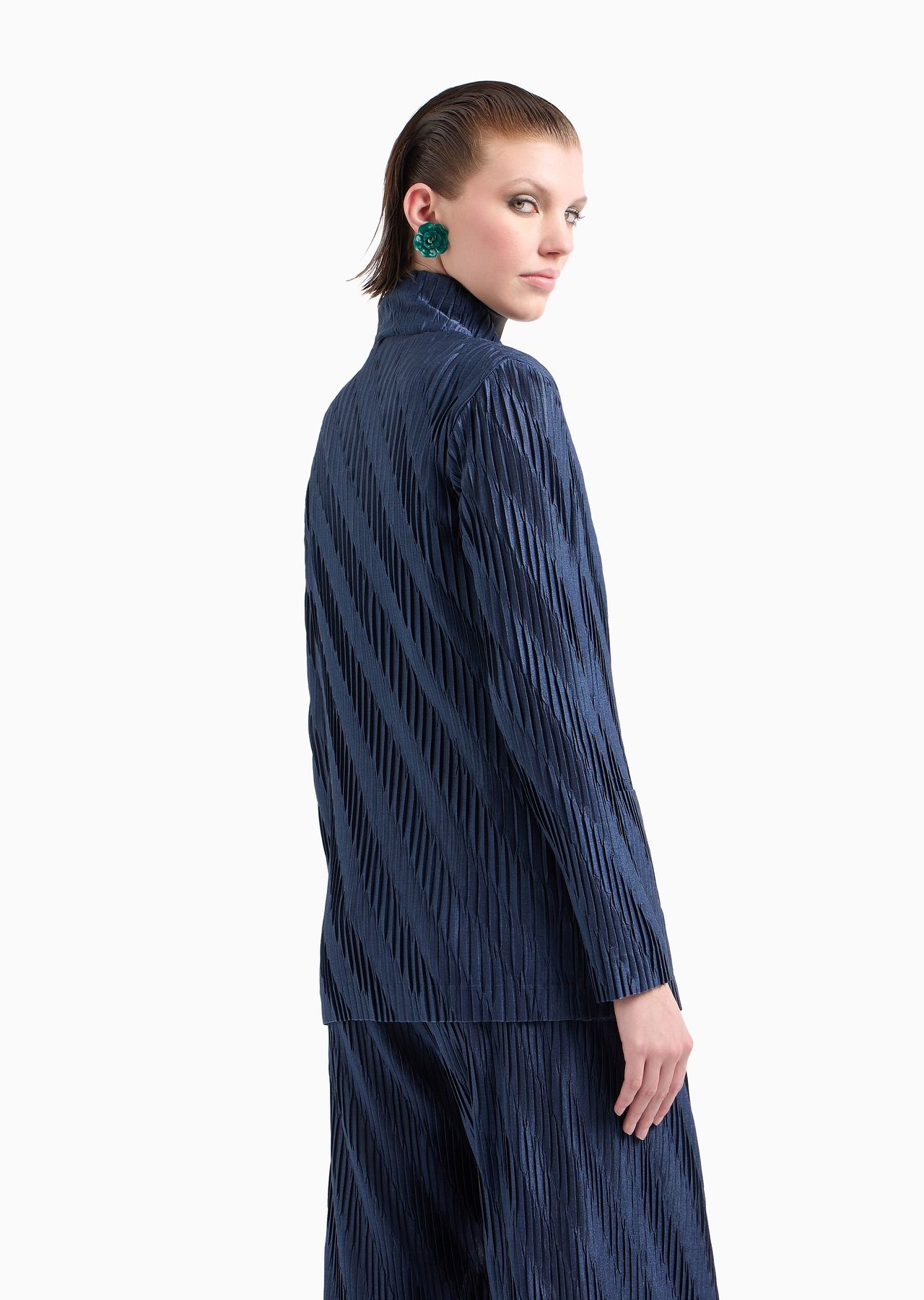 ASV single-breasted jacket in two-tone pleated jersey - 3