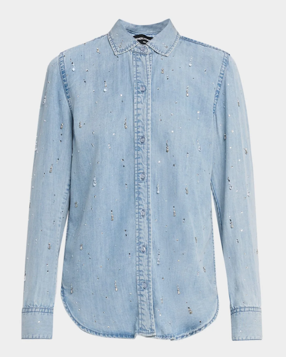Marcello Embellished Denim Button-Front Shirt - 1