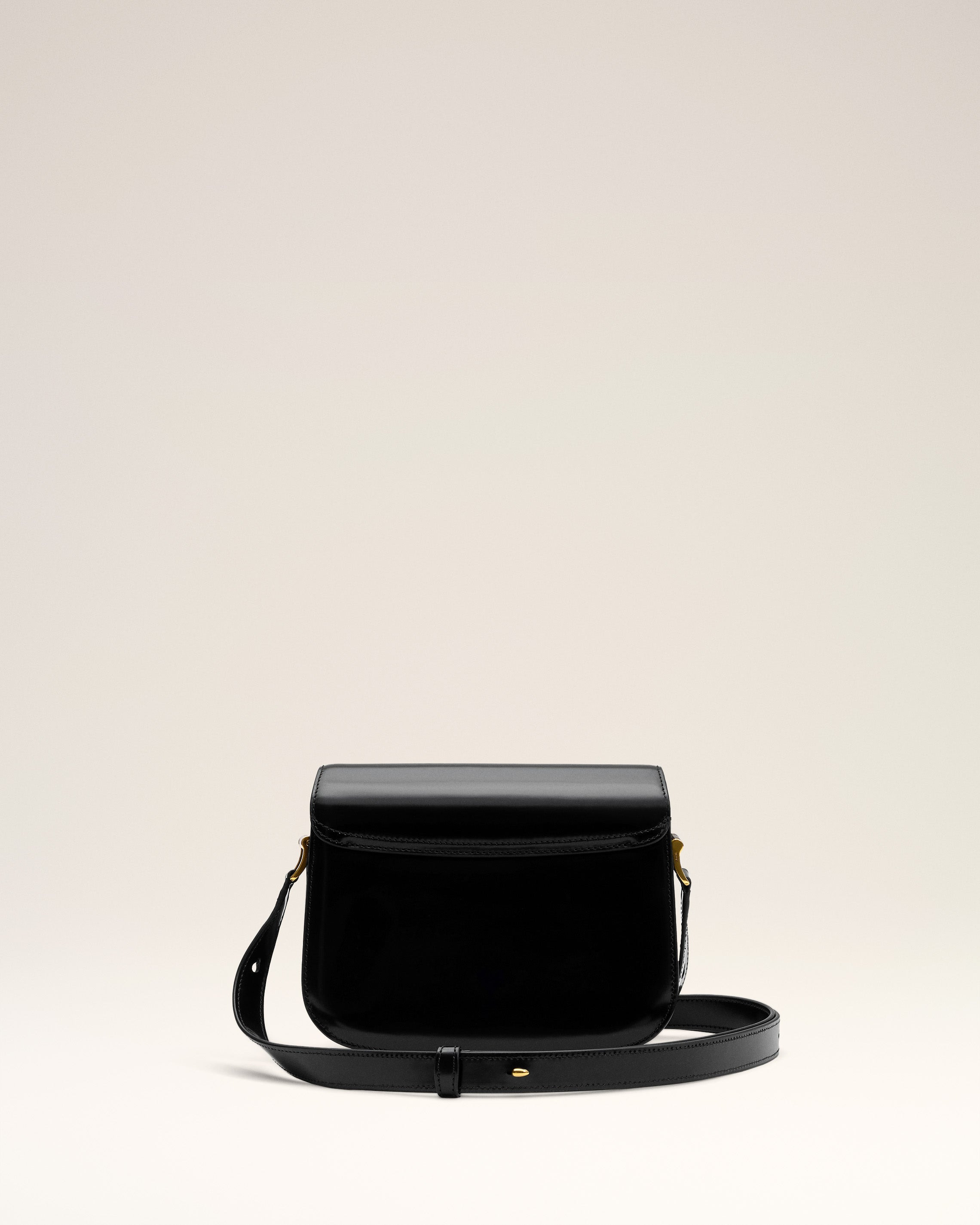 BLACK GLAZED LEATHER PARIS PARIS BAG - 4