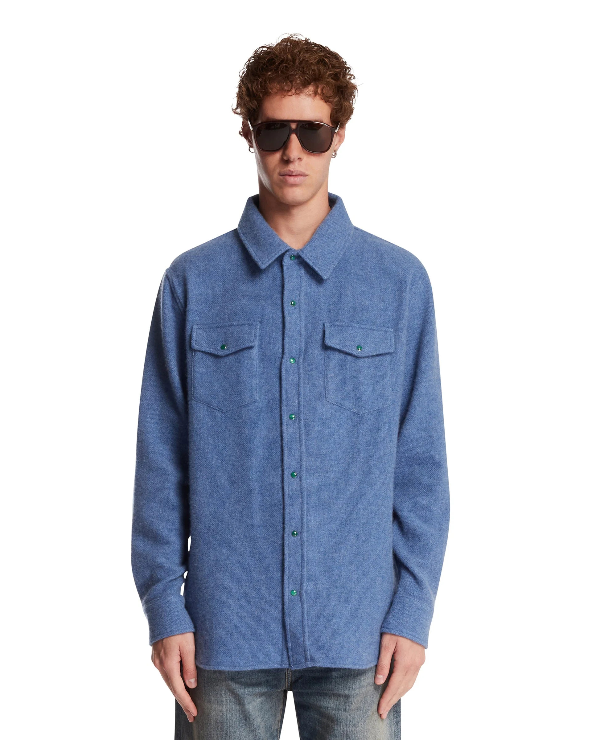Blue Cashmere Shirt - 1
