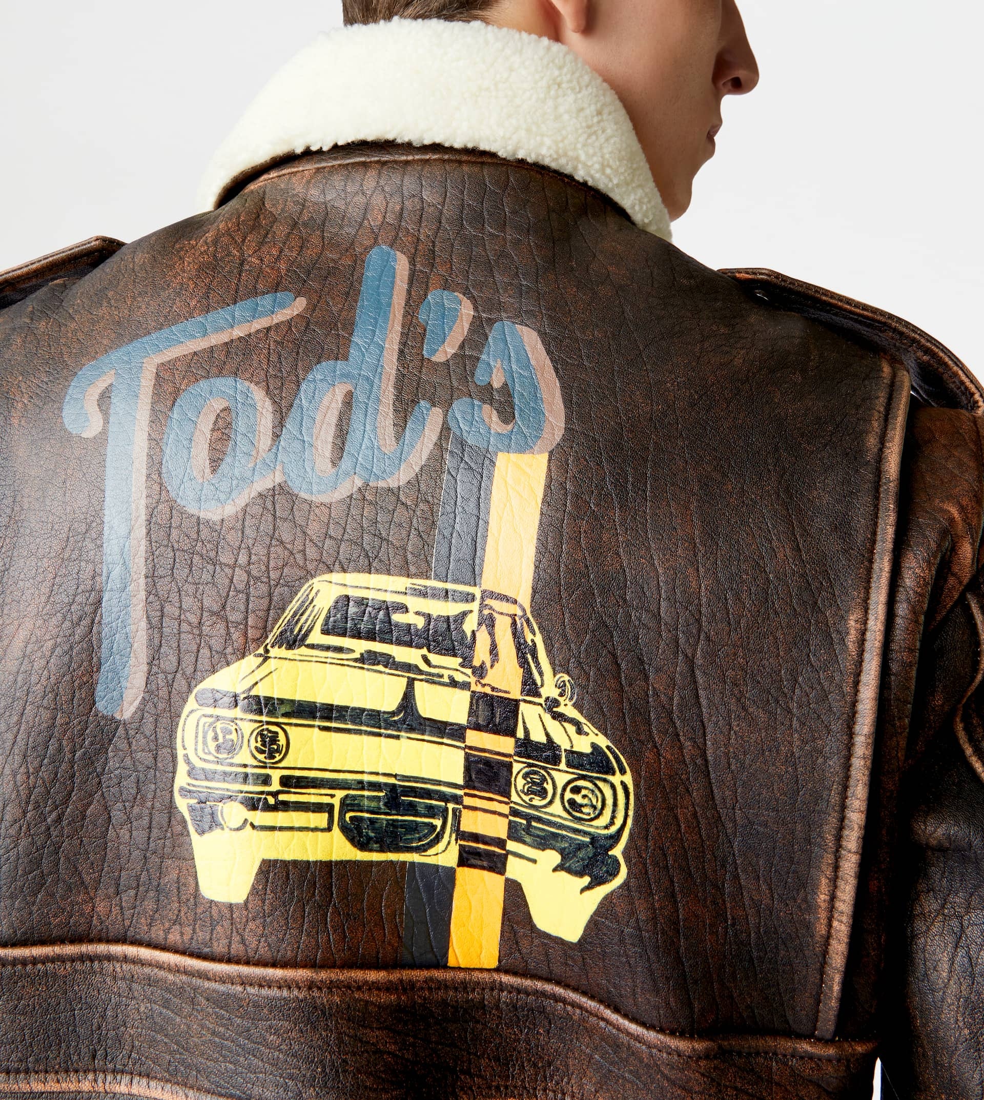 BOMBER JACKET IN VINTAGE LOOK LEATHER - BROWN - 5