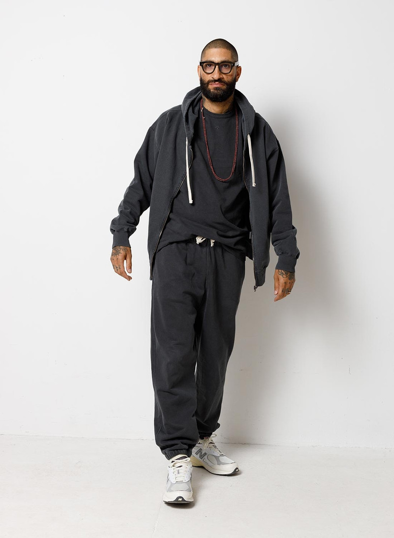 Nigel Cabourn Embroidered Arrow Zip Hoodie in Black outlook