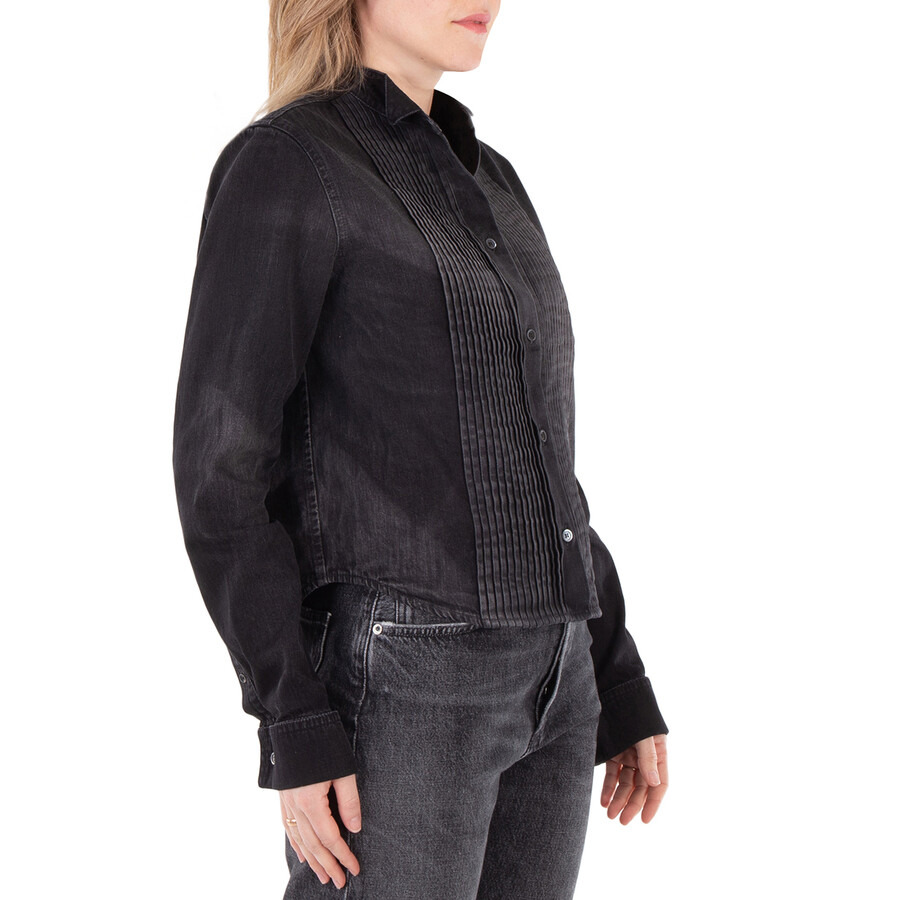 Loewe Pleated Wingtip Collar Denim Shirt - 2