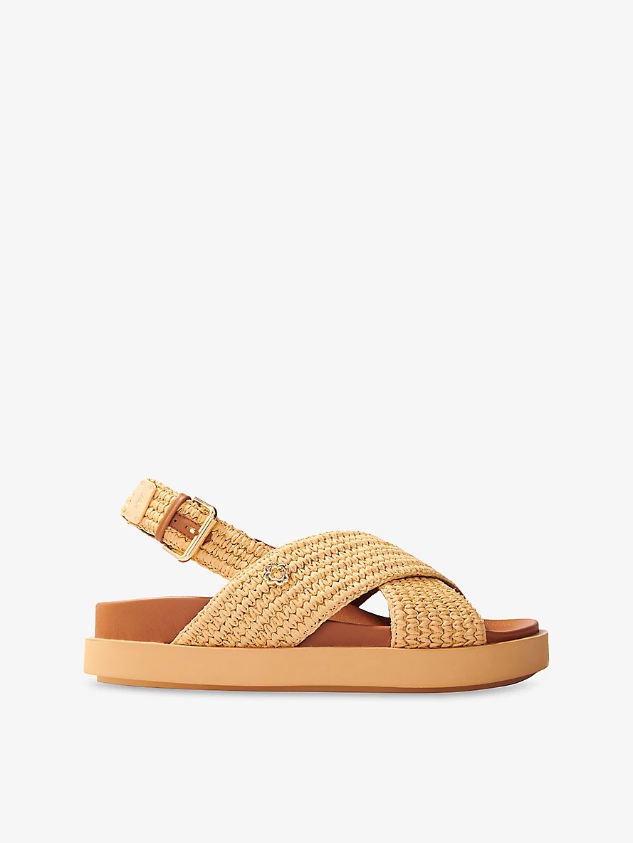 Raffia-Effect Flat Sandals - 1