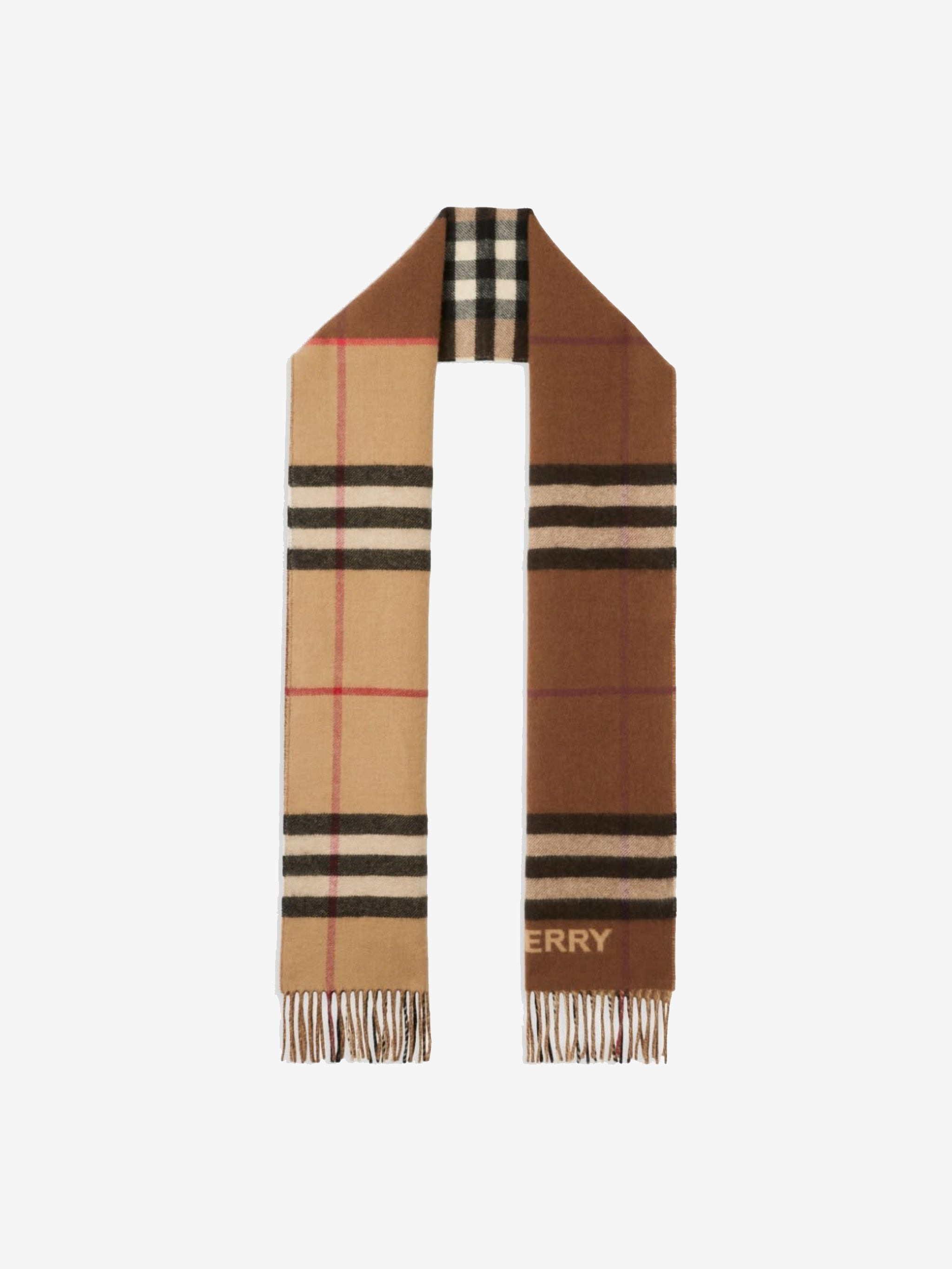 BURBERRY Unisex Contrast Cashmere Scarf - 7