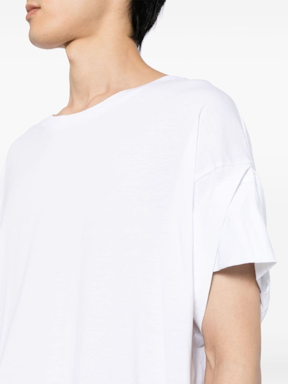 draped-detail cotton T-shirt - 5
