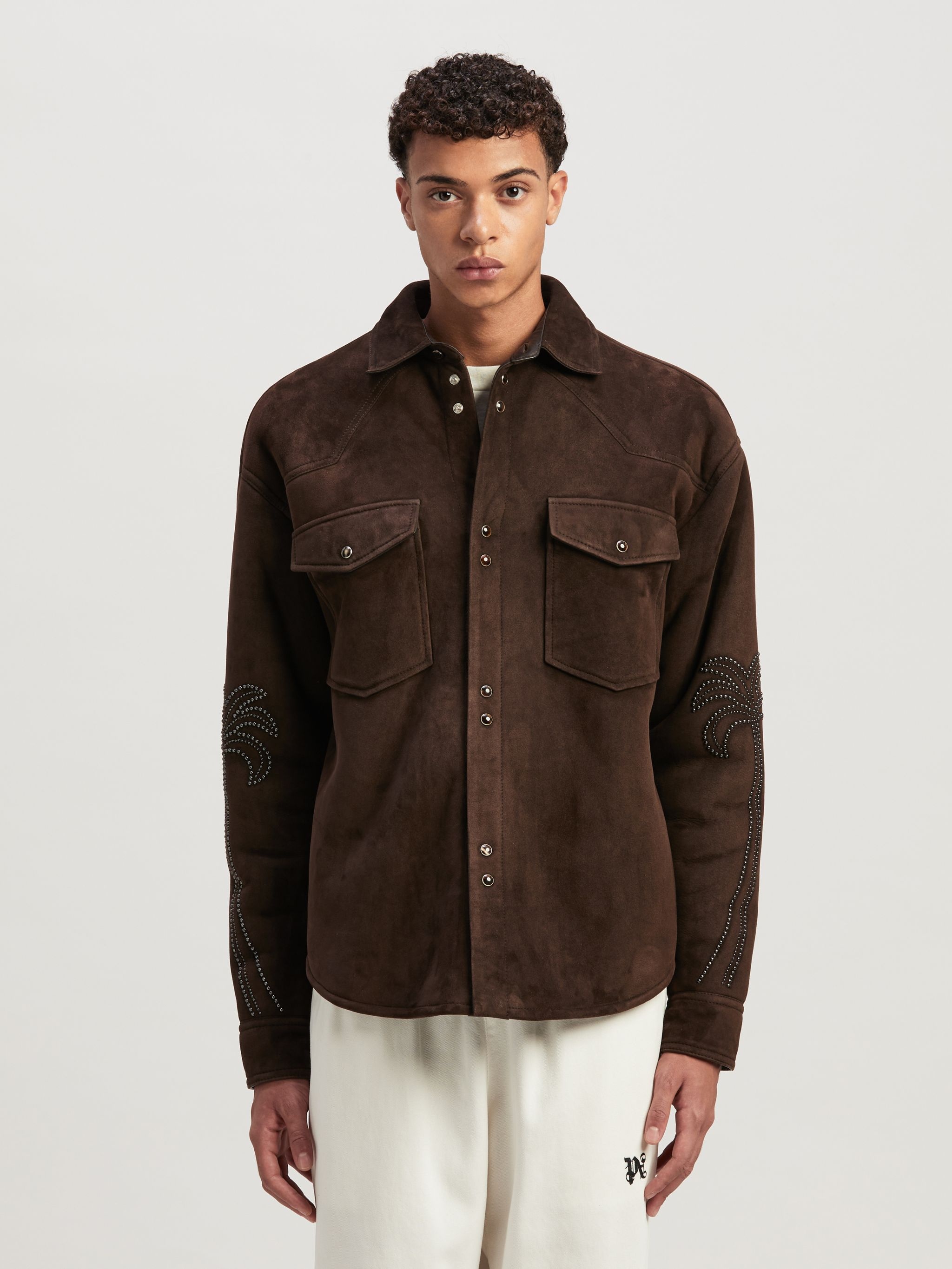 Palms Stud Leather Shirt - 3
