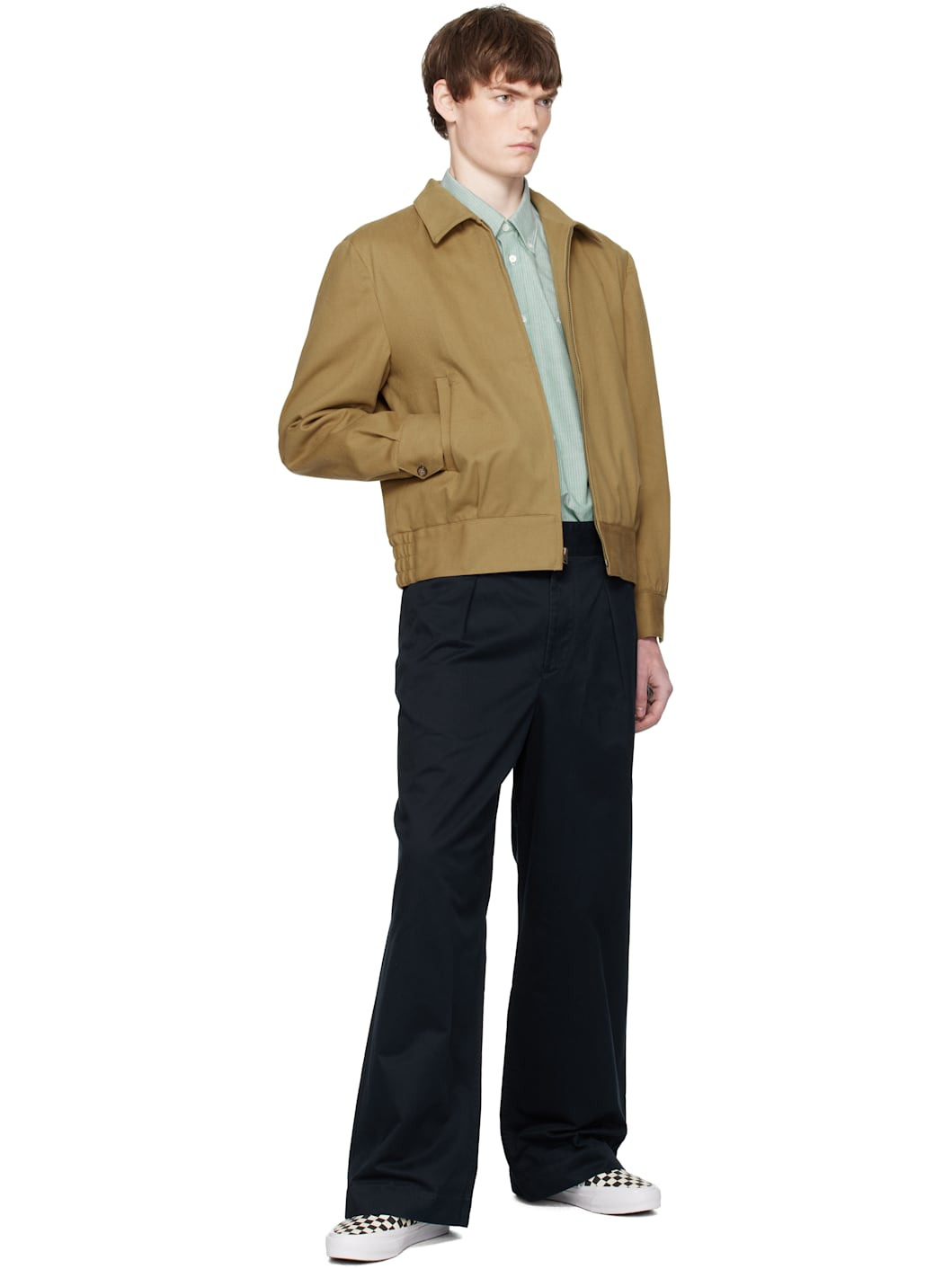 Navy Single-Pleat Baggy Trousers - 4