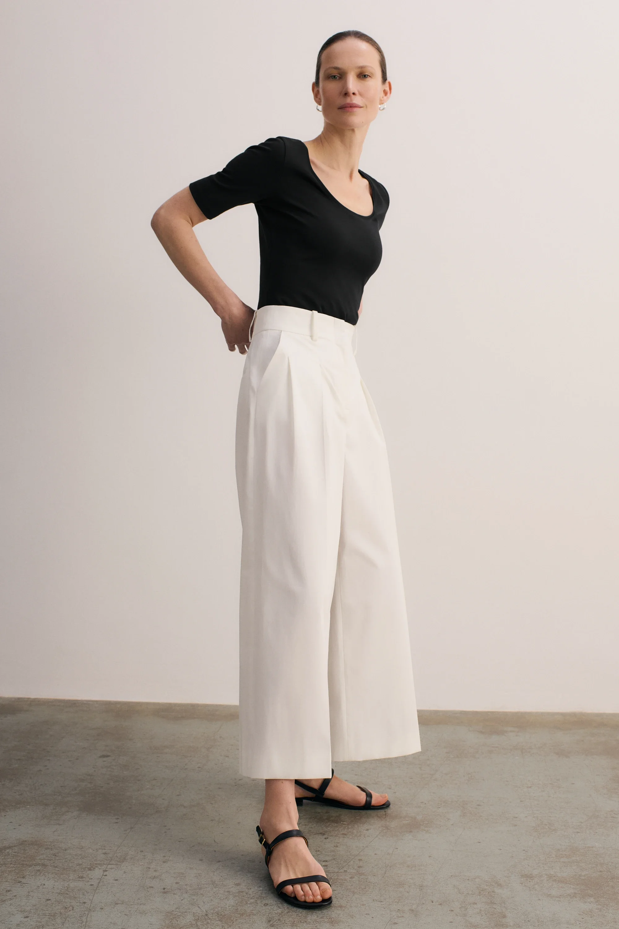 Lyon Cotton Cropped Palazzo Trousers - 1