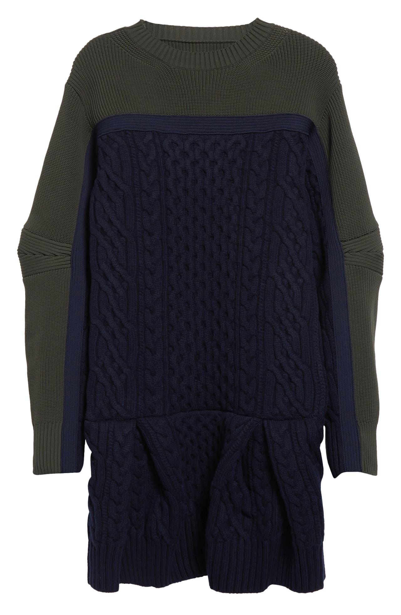 ■sacai■サカイ■Mixed Media Colorblock Wool Sweater Dress■ sacai Sacai Mixed Media Colorblock Long Sleeve Wool Sweater