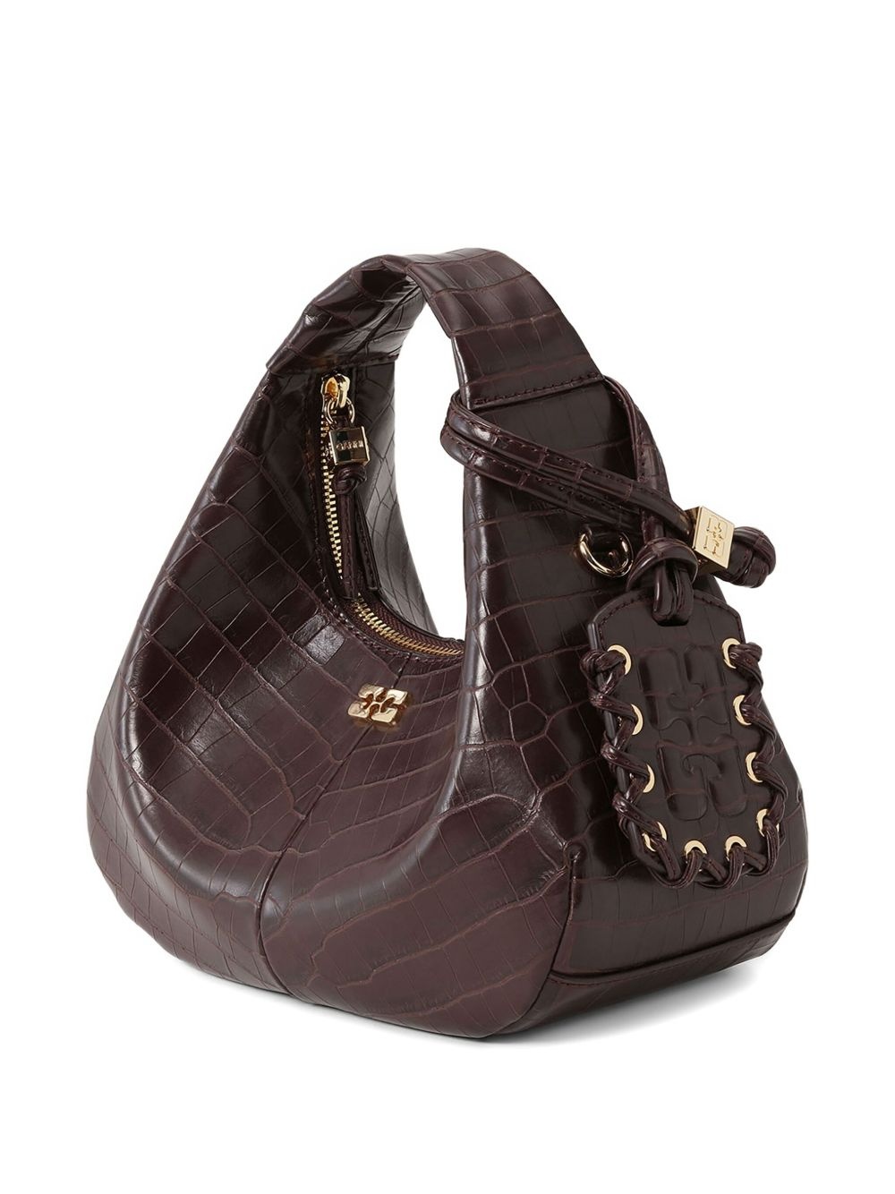 mini croc-embossed leather tote bag - 3