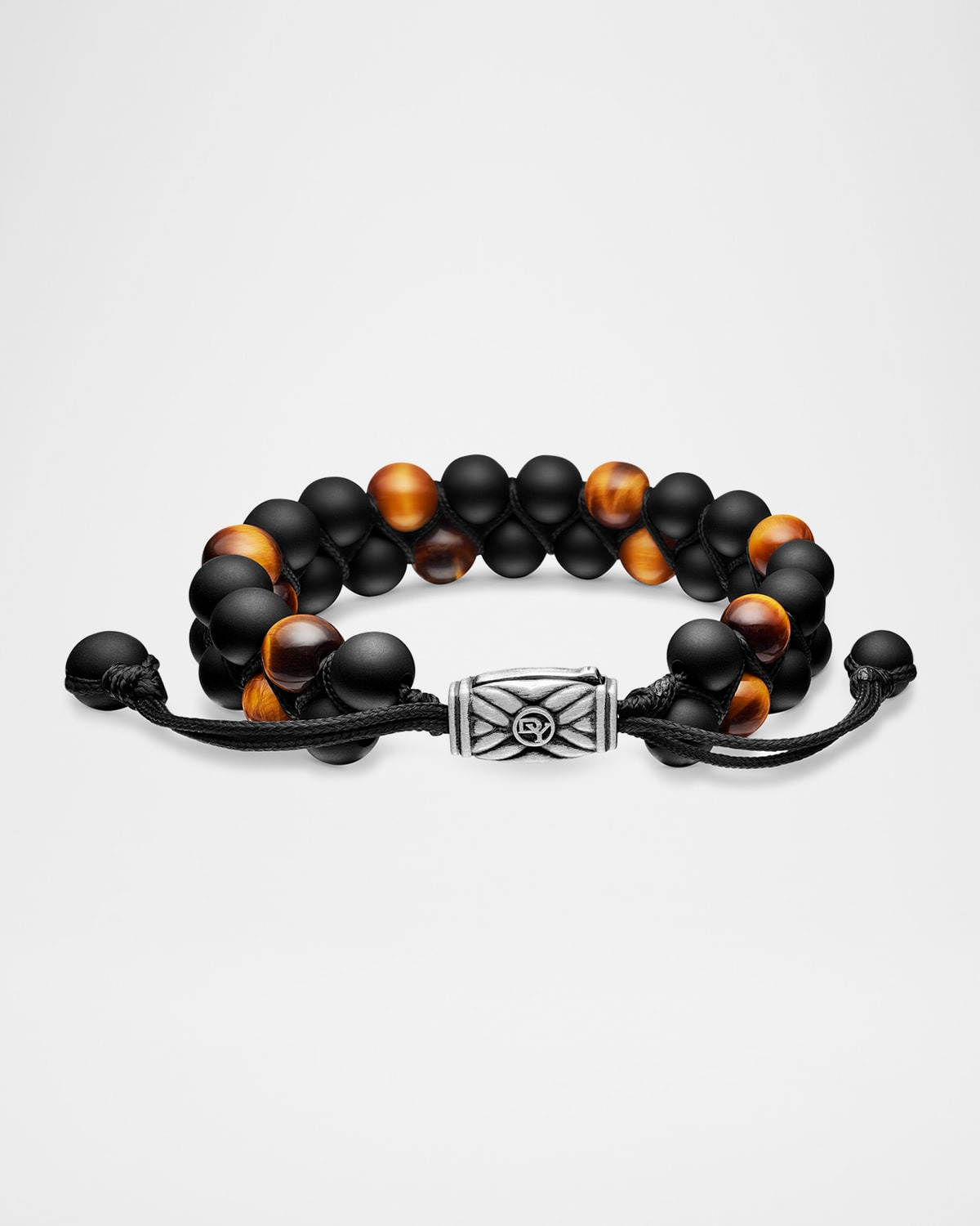 Men's Spiritual Beads Two Row Woven Bracelet, 8mm - 5