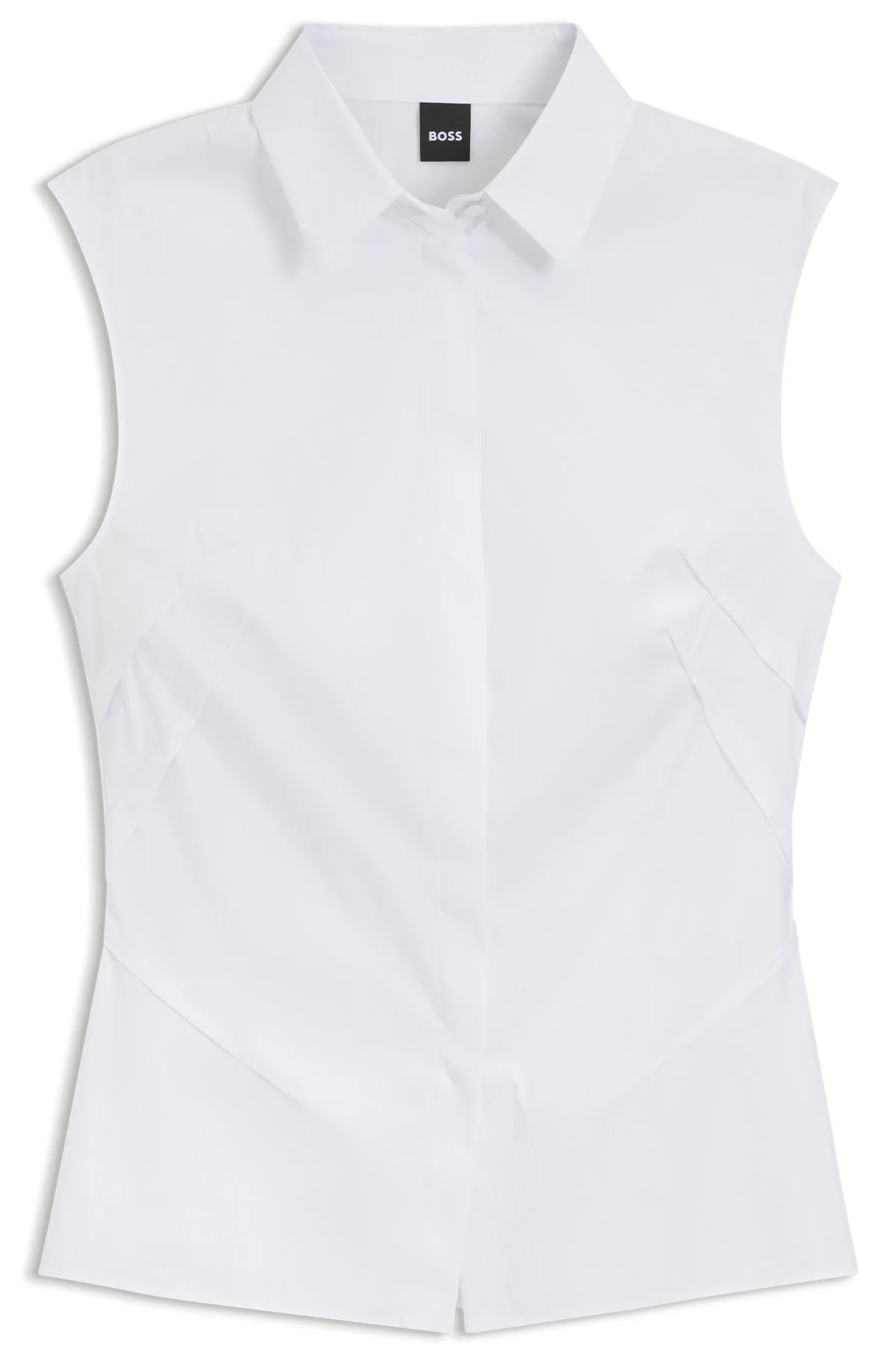 SLEEVELESS SLIM-FIT BLOUSE IN A COTTON BLEND - 1