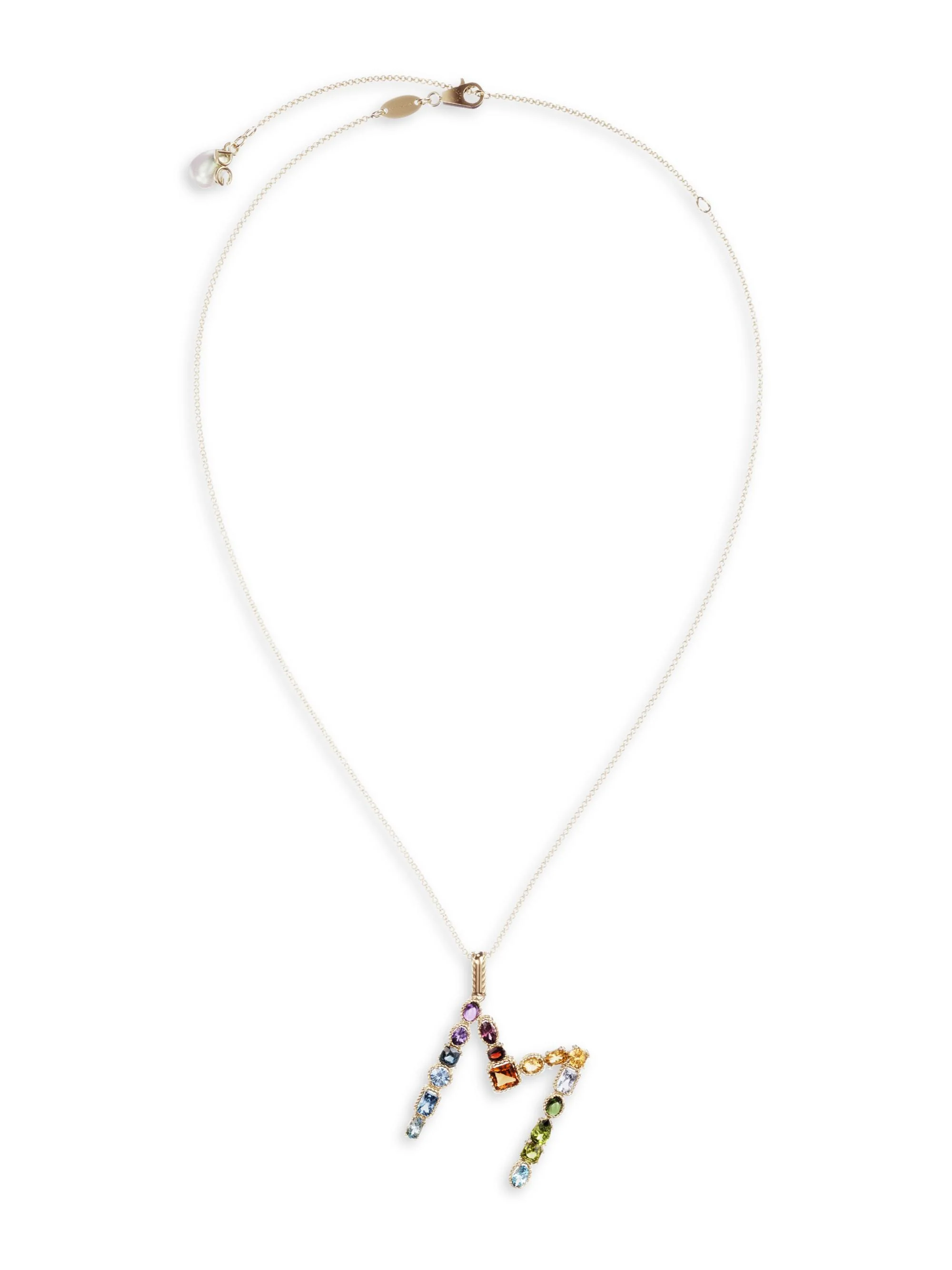 Women's Rainbow Alphabet 18K Gold & Gemstone Initial Pendant Necklace - M - 1