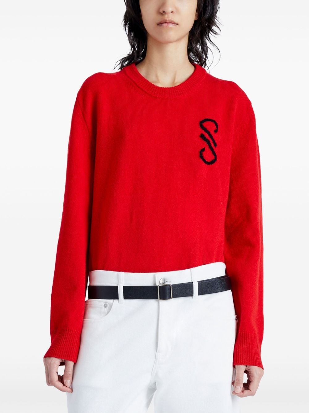 intarsia knit-logo merino-wool jumper - 5