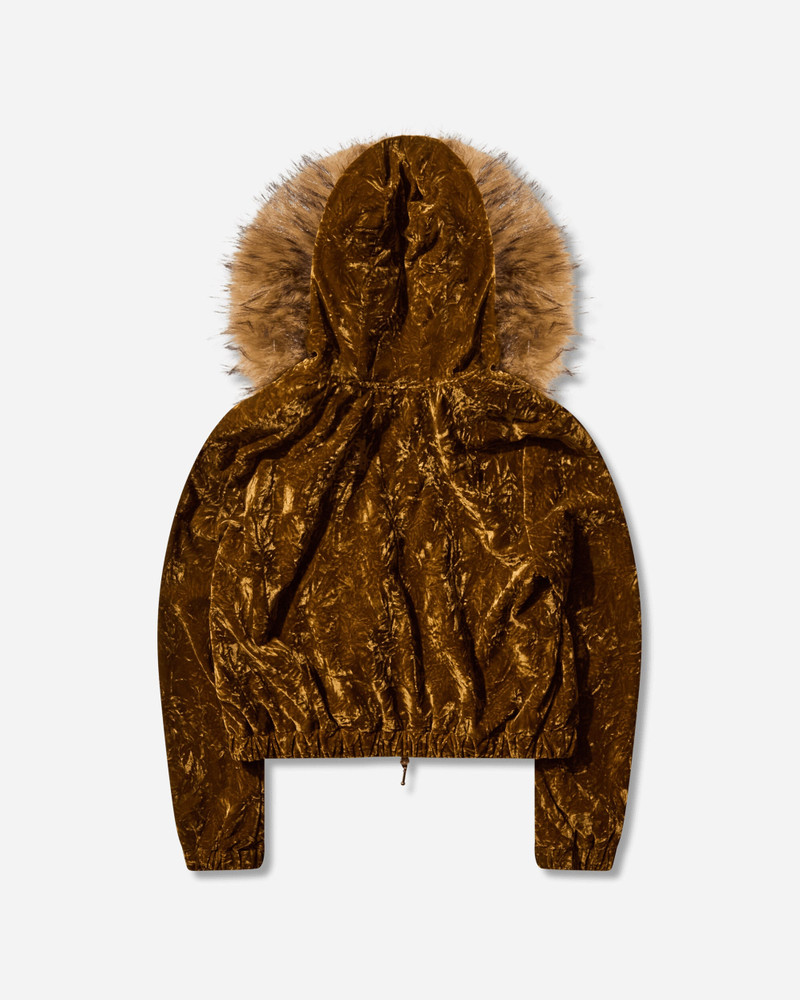 GUESS USA Women's Velour Hoodie Brown Liqueur outlook