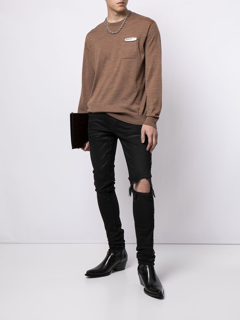 logo-patch long-sleeve jumper - 2