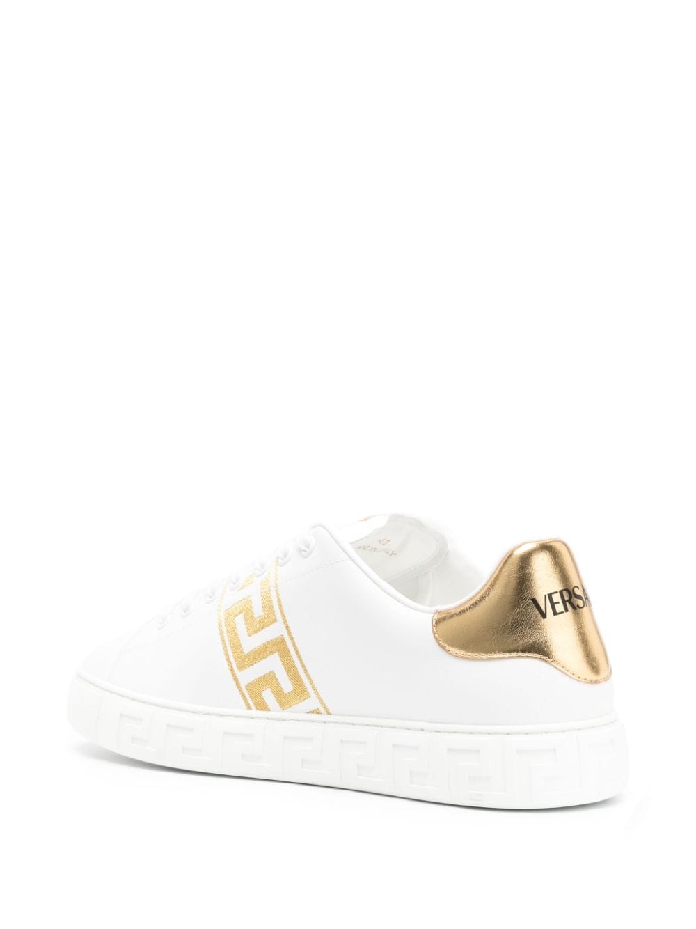 Embroidered Greca leather sneakers - 3