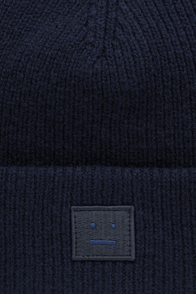 Acne Studios Face patch beanie navy blue outlook