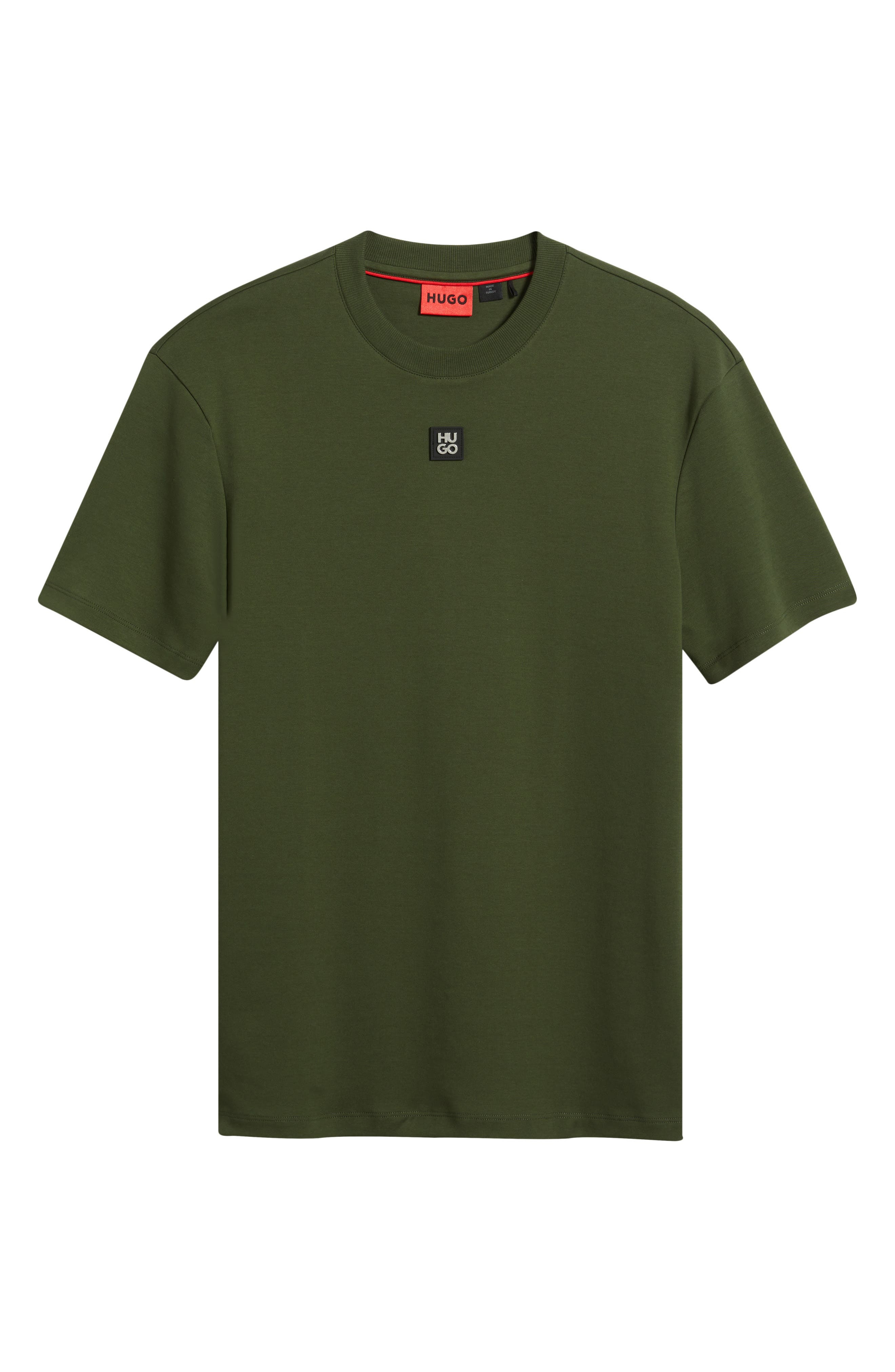HUGO Dalile Logo Badge Cotton T-Shirt in Dark Green at Nordstrom - 5