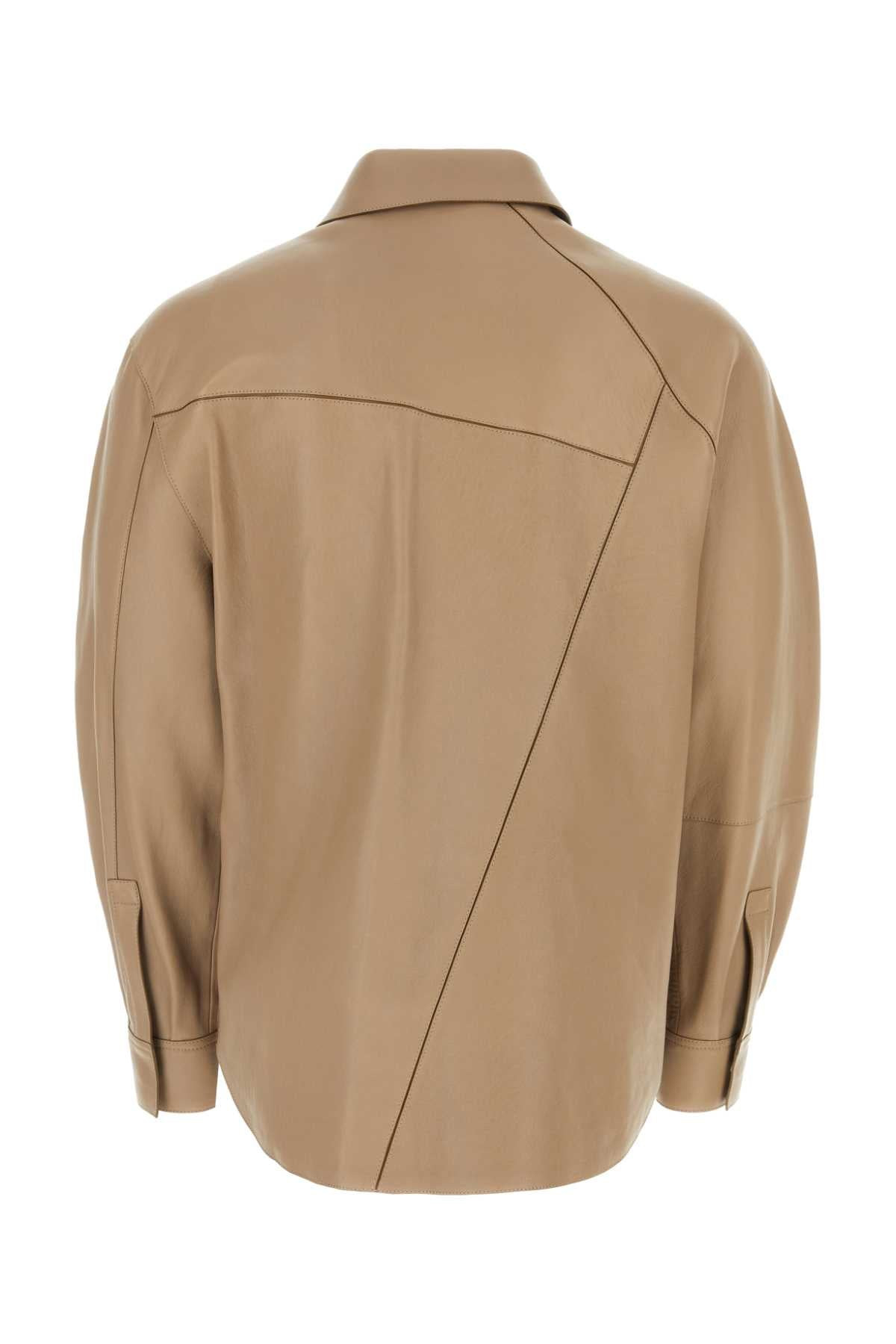 Loewe Men Dove Grey Leather Shirt - 2