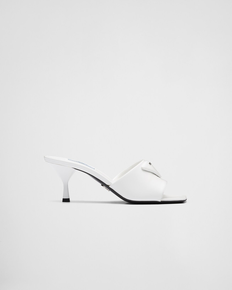 Brushed leather heeled slides 1