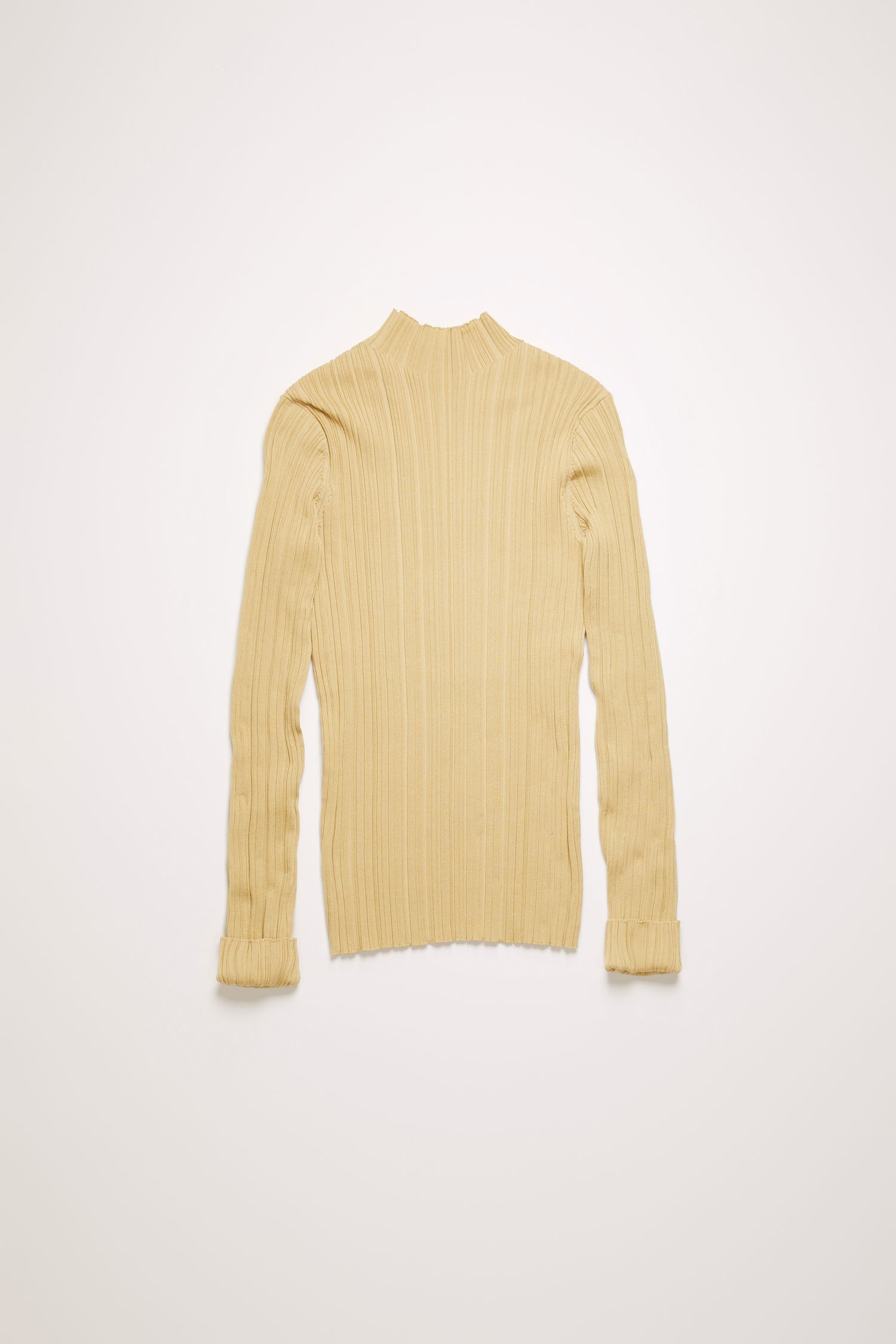 Mock-neck ribbed sweater sand beige - 4