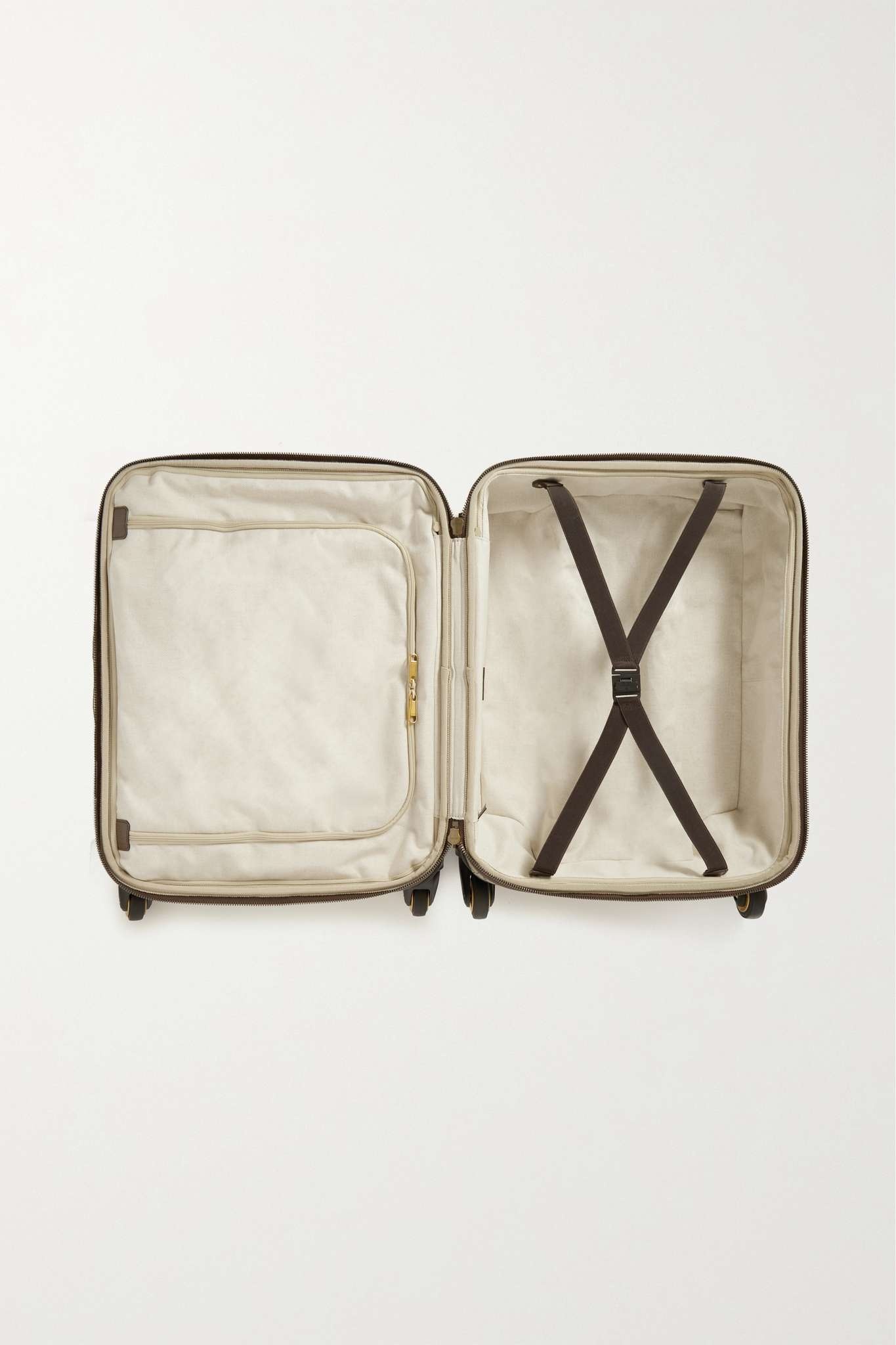 Savoy leather-trimmed printed coated-canvas suitcase - 6