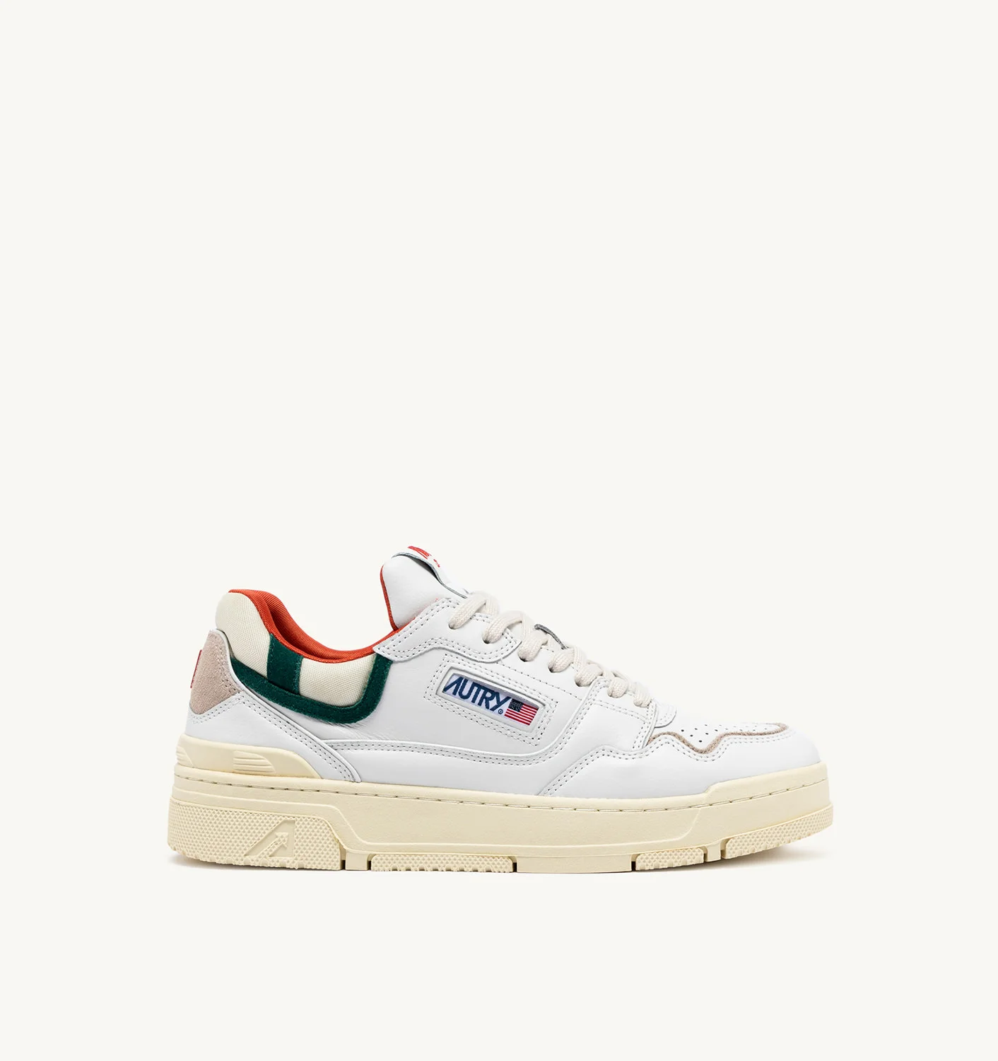 CLC LOW SNEAKERS IN WHITE LEATHER AND FOREST SUEDE - 1