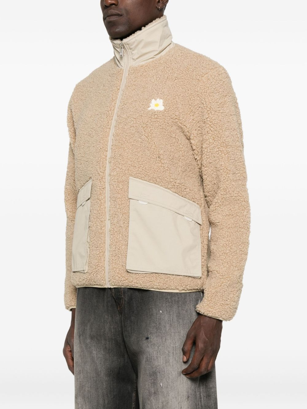 daisy-embroidered fleece jacket - 3