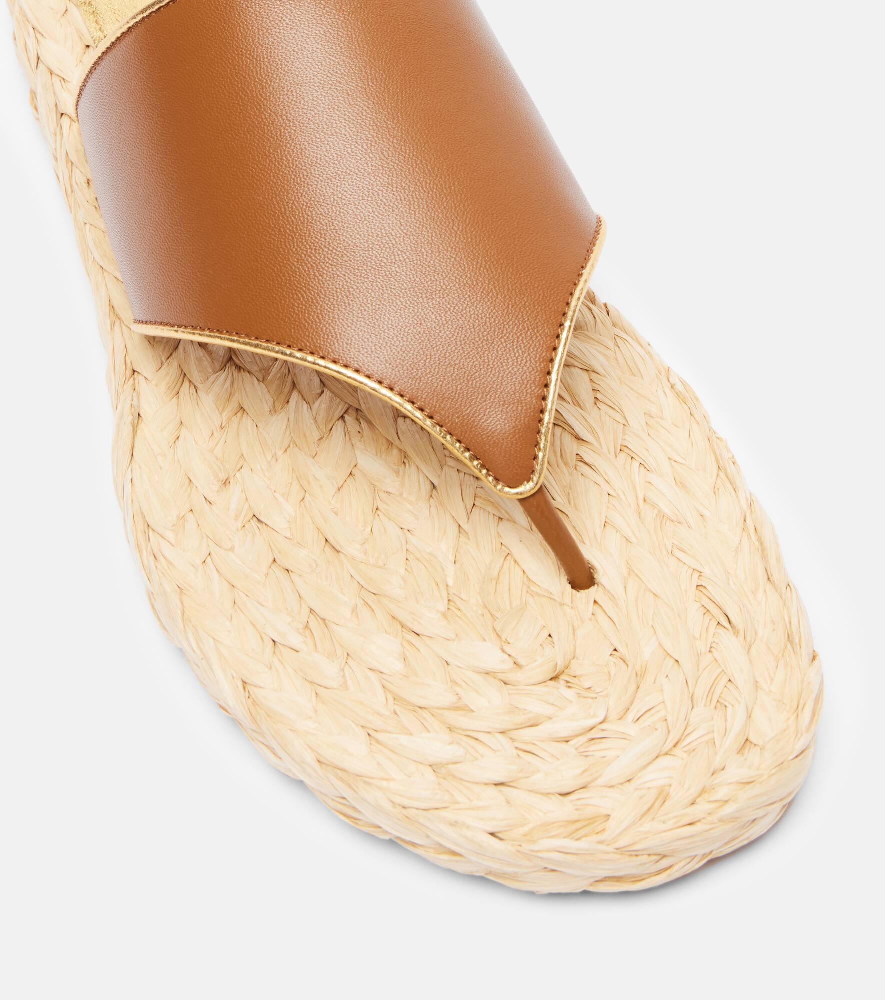 Amalfi leather-trimmed espadrille slides - 5