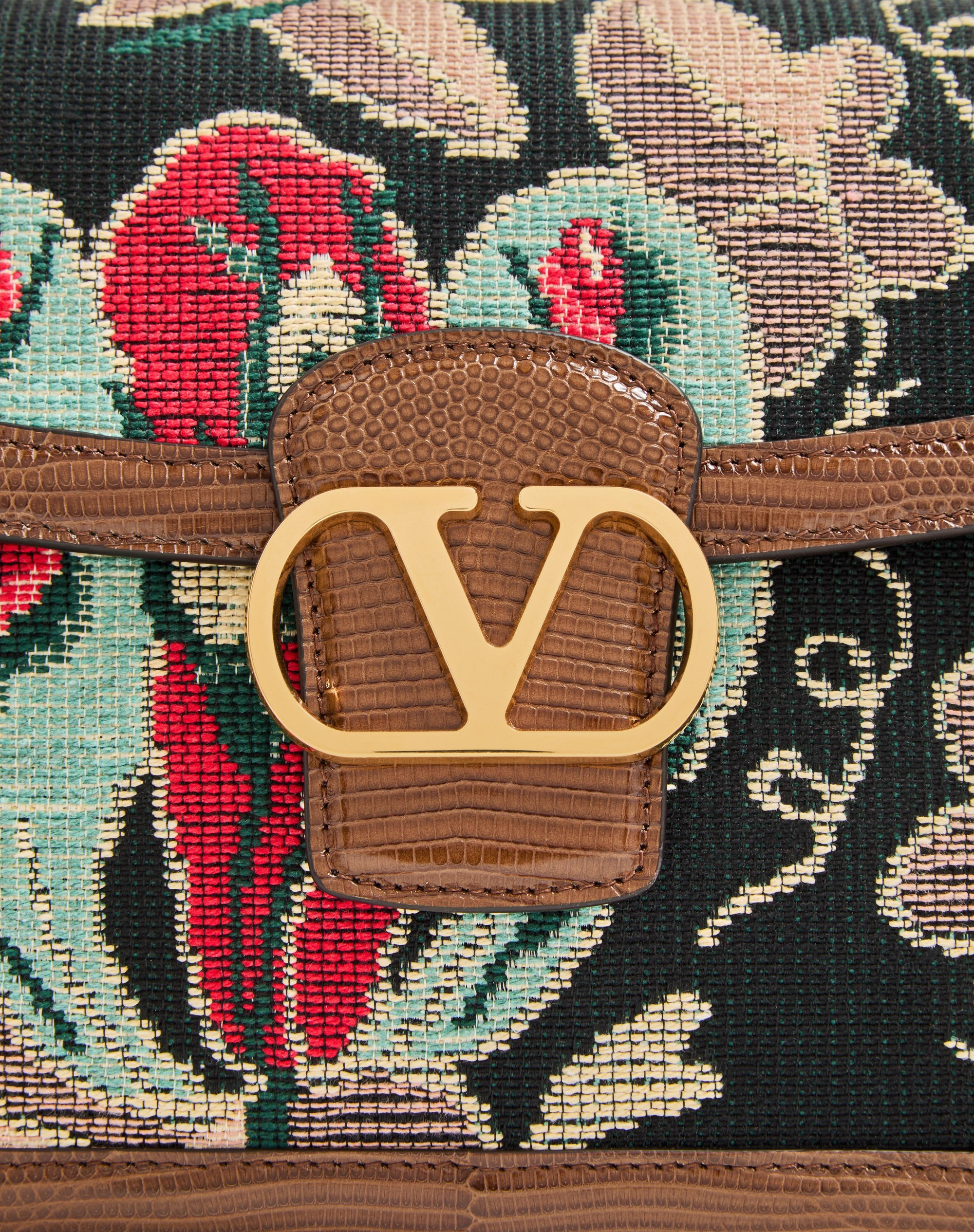 VALENTINO GARAVANI 9TO5 SHOULDER BAG IN JACQUARD AND LIZARD FABRIC - 6