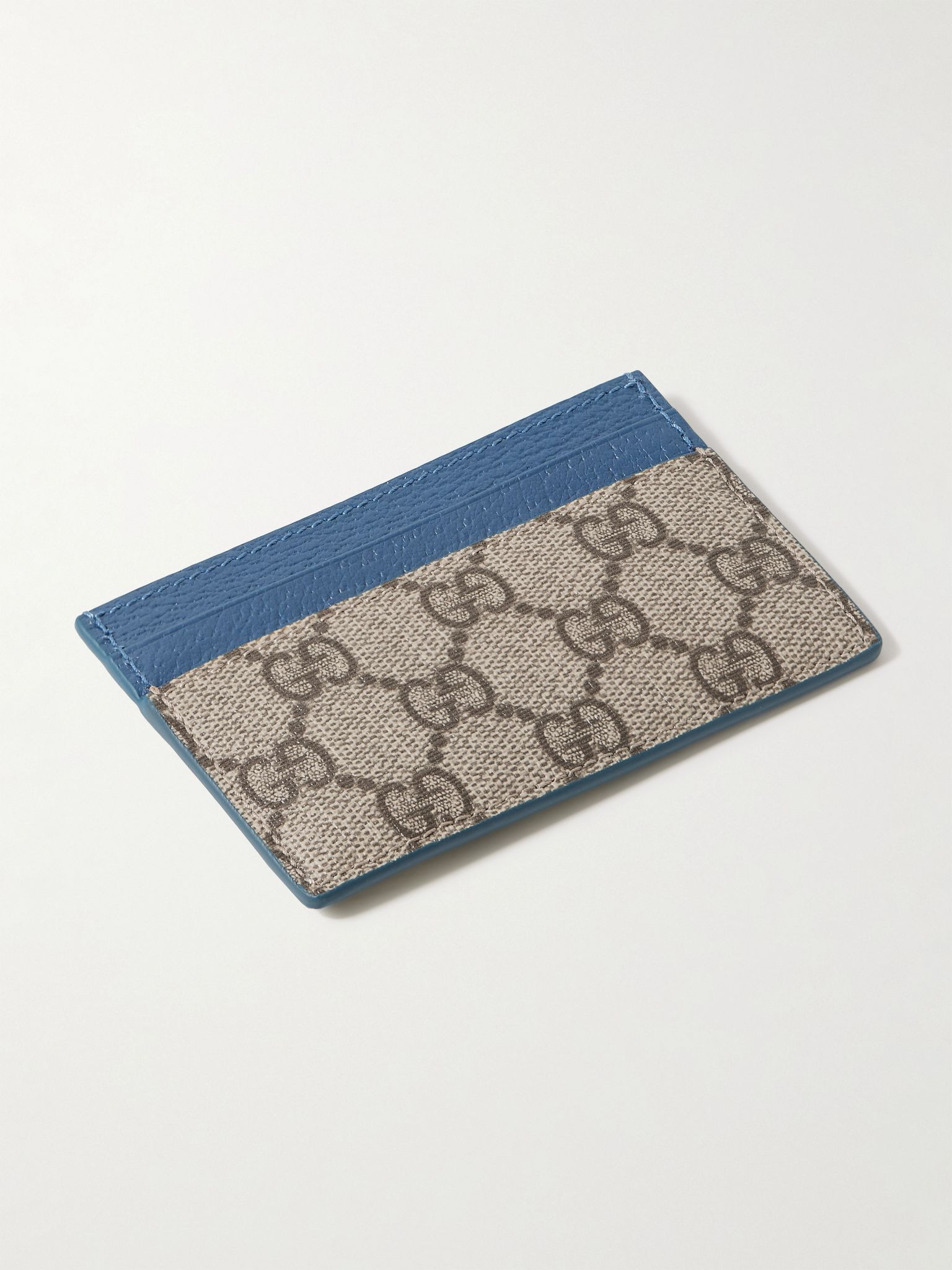 GG Supreme Monogrammed Coated-Canvas and Full-Grain Leather Cardholder Brown - 2