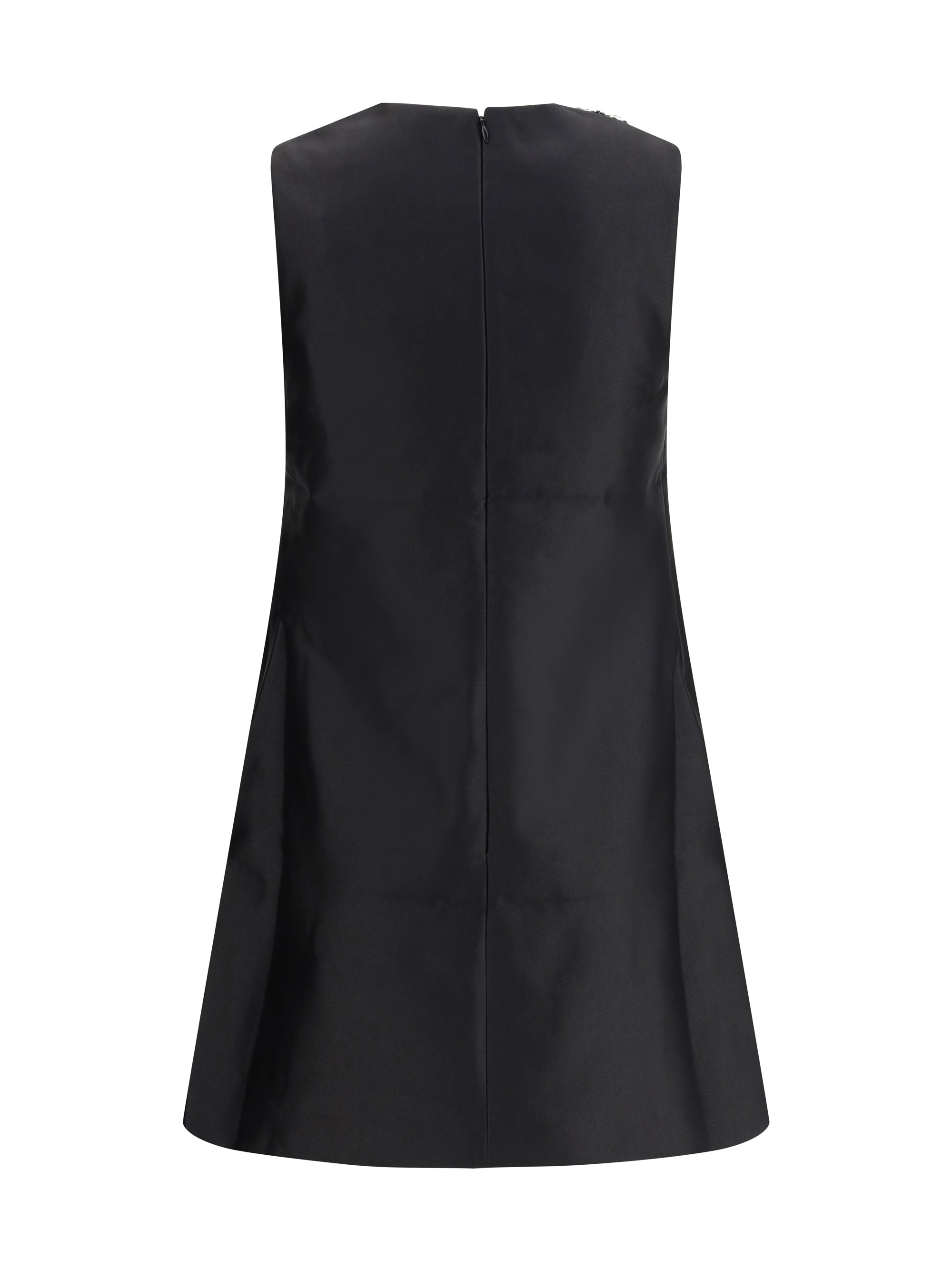 Self-Portrait Women Black Taffeta Embellished Trim Mini Dres - 2