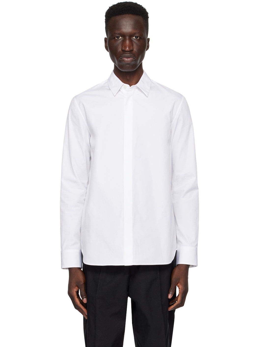 White Spread Collar Shirt - 1