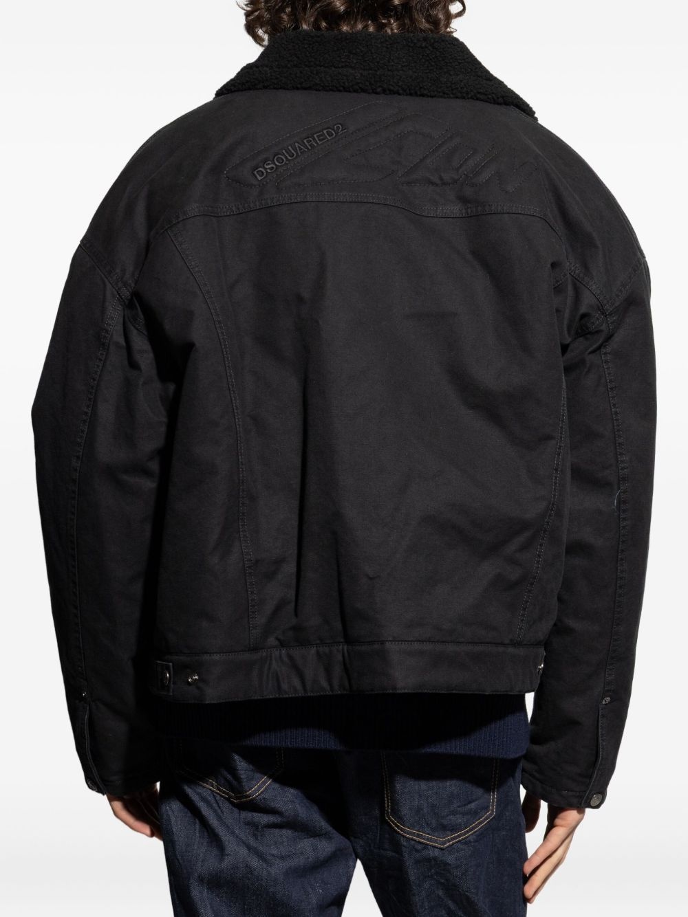 faux fur-collar bomber jacket - 4