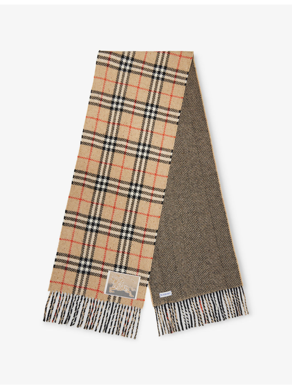 Rectangular-shape check-pattern wool-cashmere blend scarf - 1