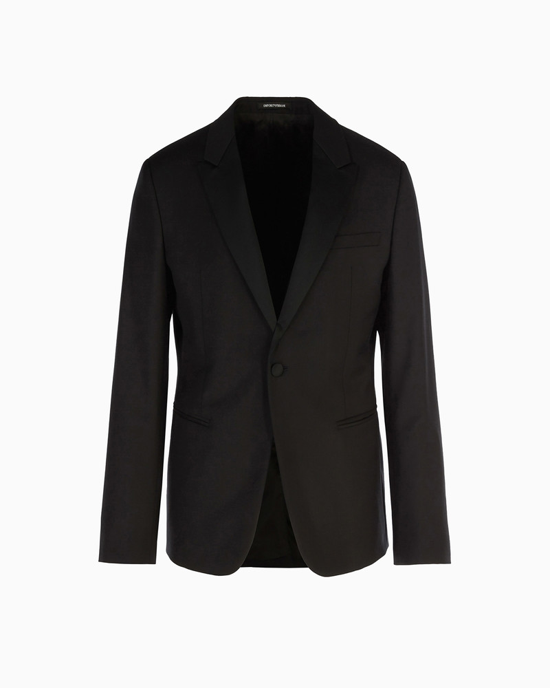 SINGLE-BREASTED, WORSTED VIRGIN-WOOL JACKET 1