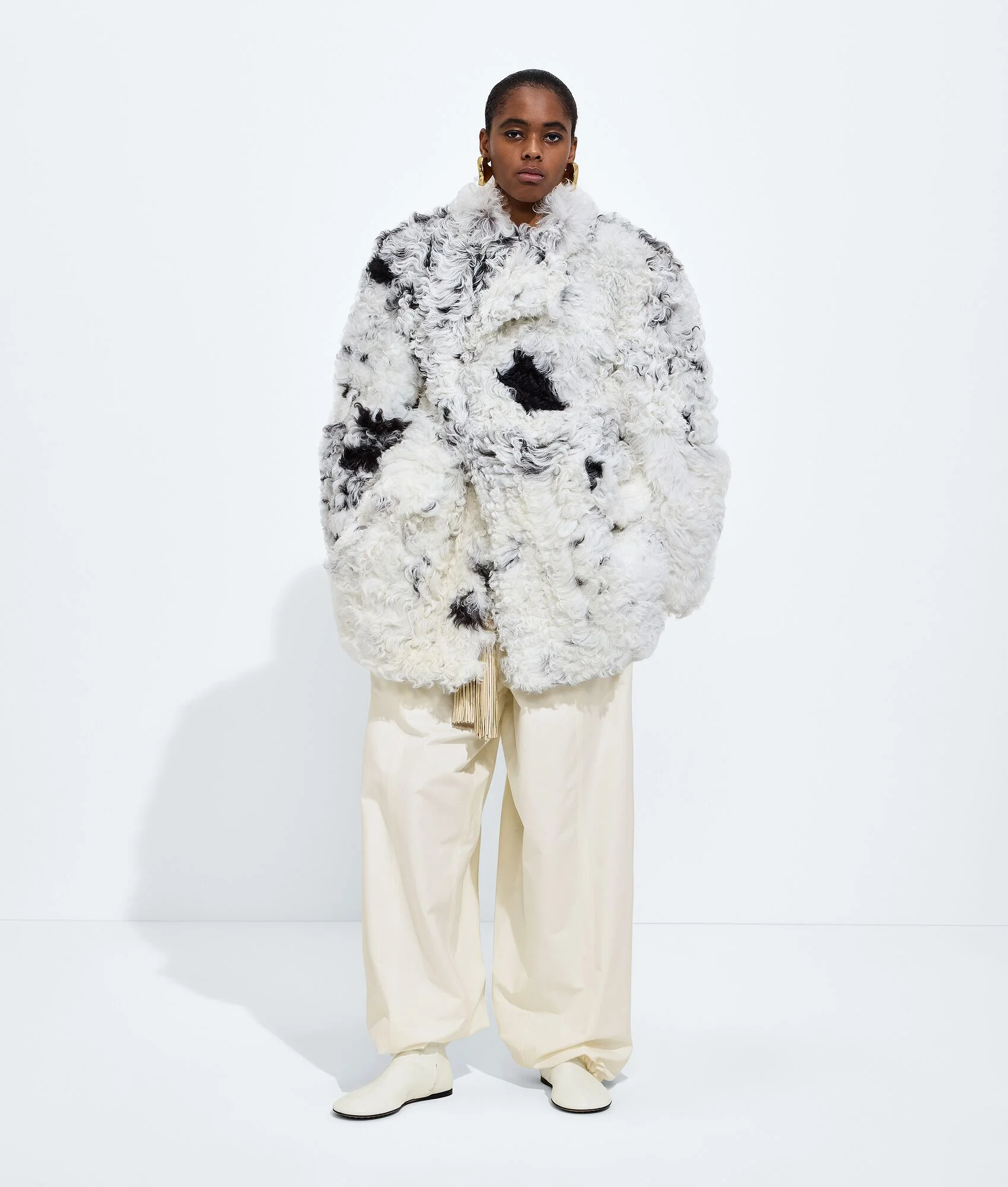 Spotted Curly Shearling Coat - 1