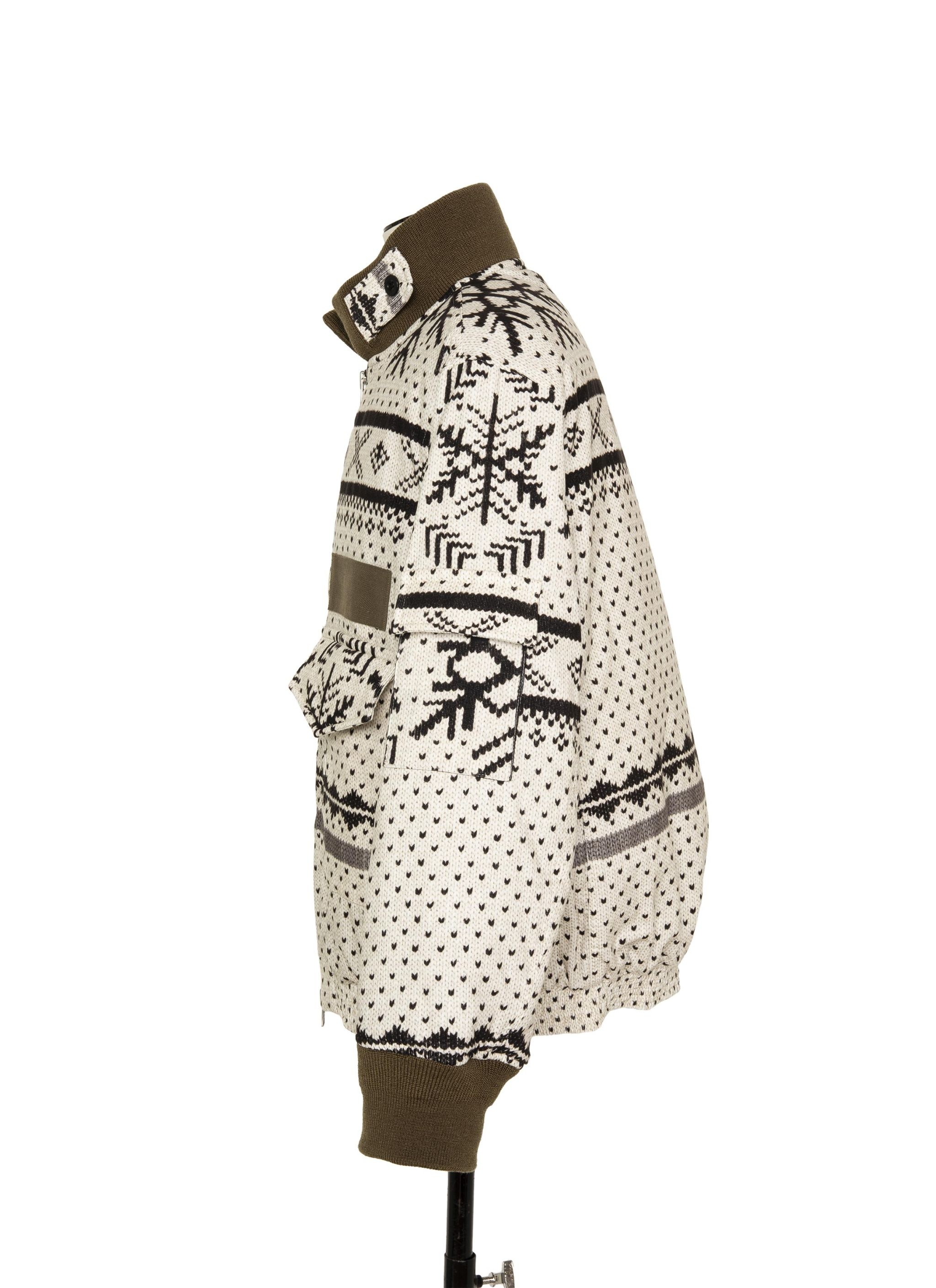 Pattern Knit Print Blouson - 3